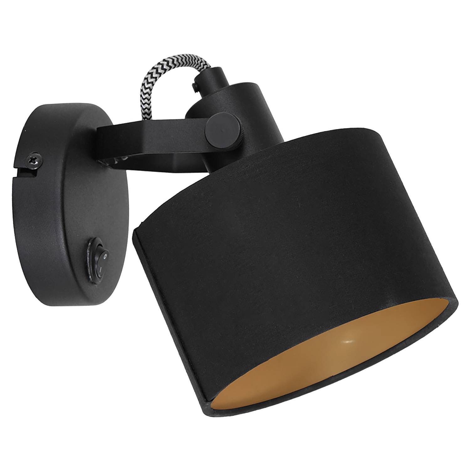 Black Wall Lamp 1-Light Iron Cotton Black