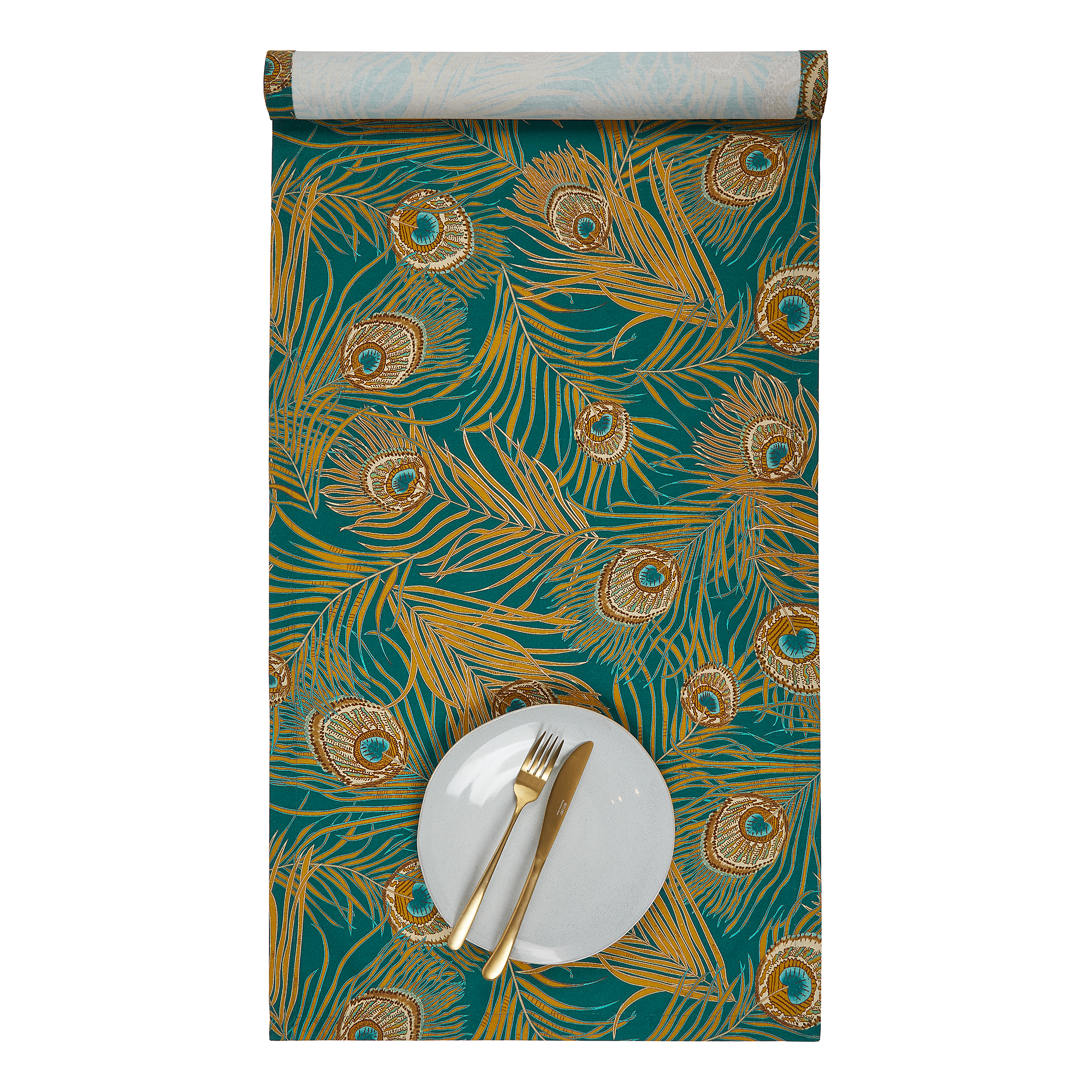 Golden Twenties Tischläufer Baumwolle Petrol