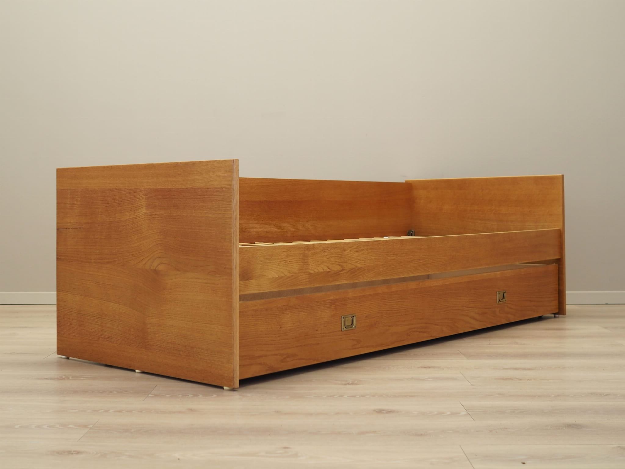 Vintage Bett Holz Braun 1970er Jahre