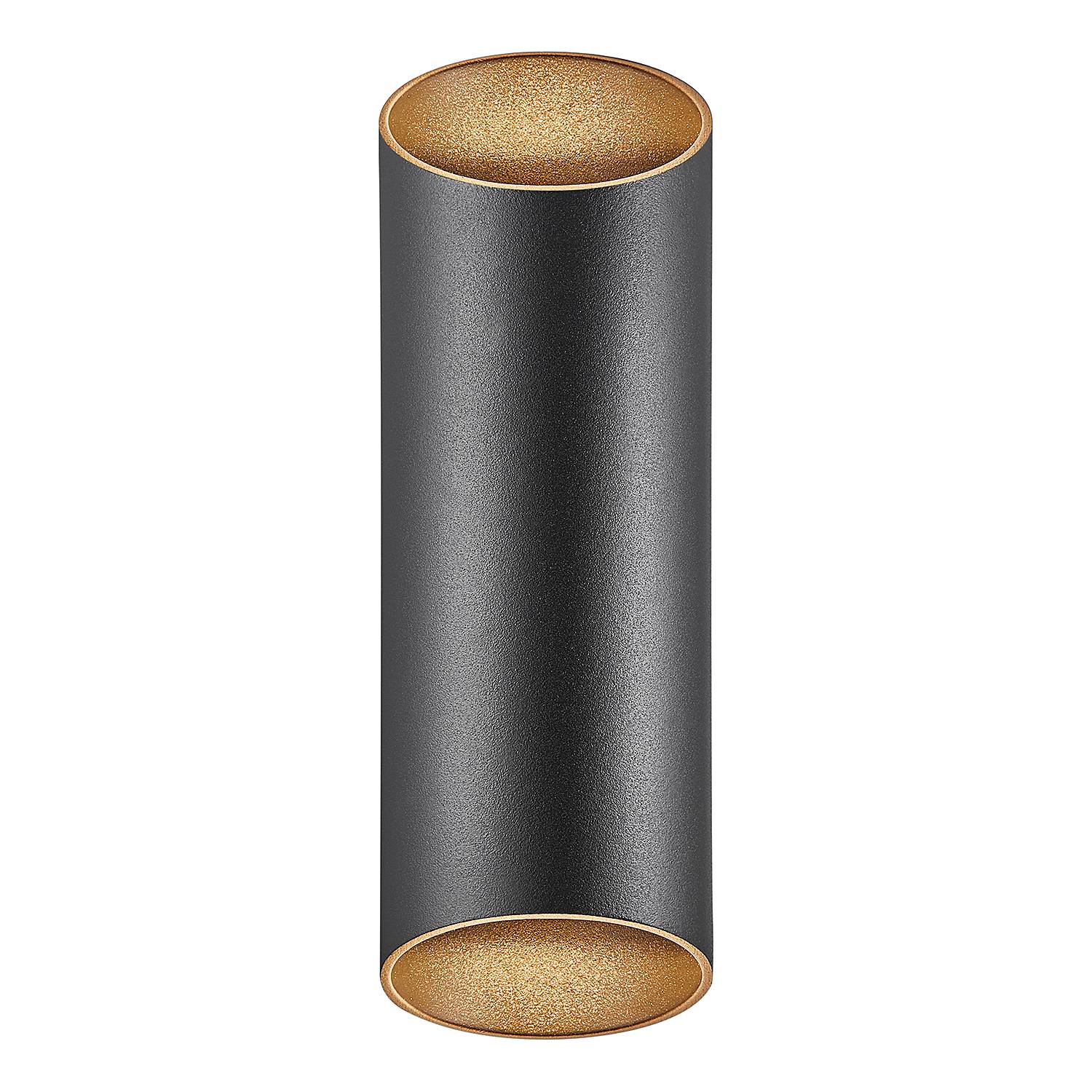 2-Flammig Wandleuchte Nico Round Aluminium Glas Schwarz