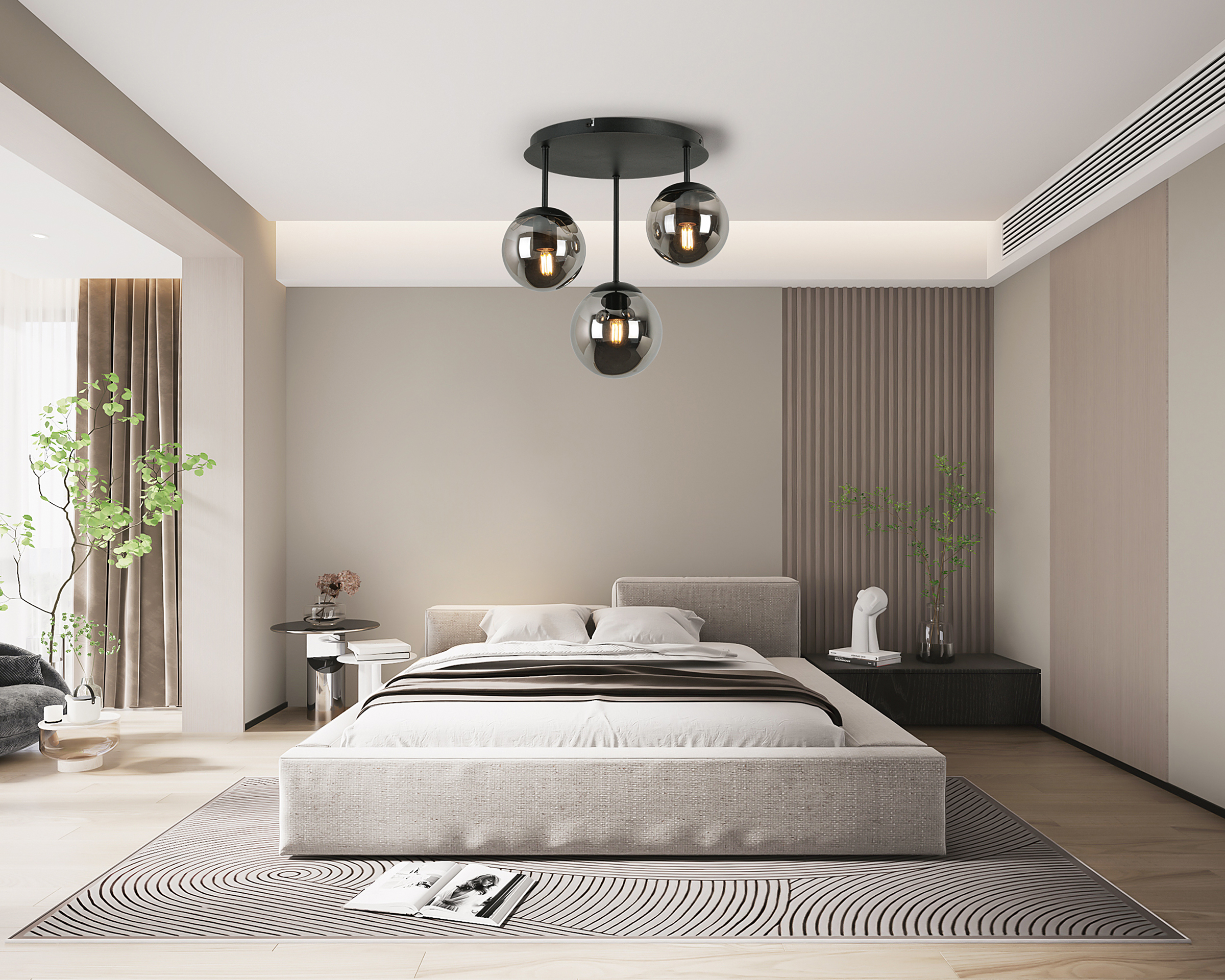 Susi Deckenleuchte Eisen Rauchglas Schwarz