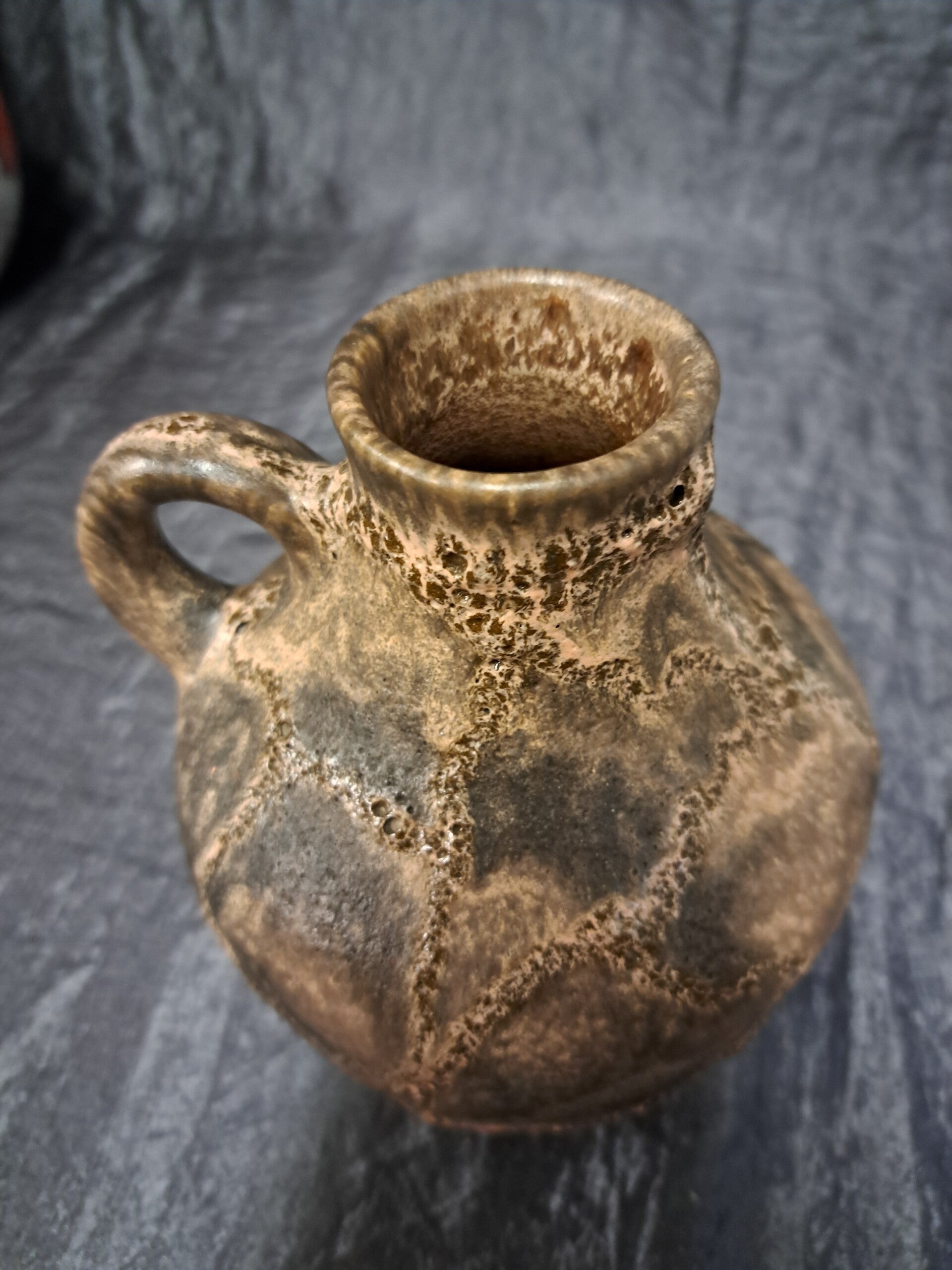 Vintage 323 Fat Lava Vase Keramik Braun 