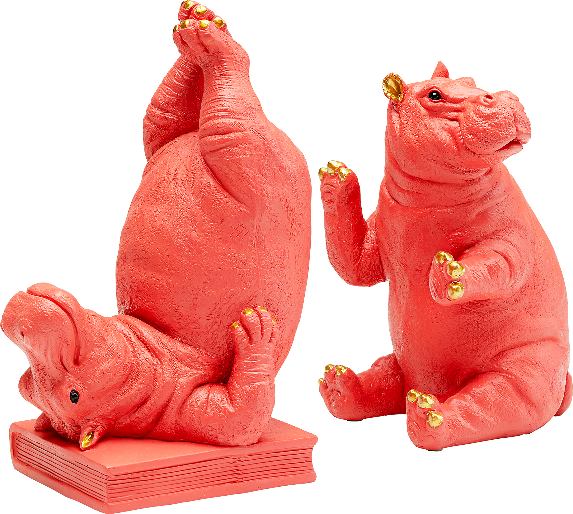 2x Hippo Buchstütze-Set Pink 19x26x14cm
