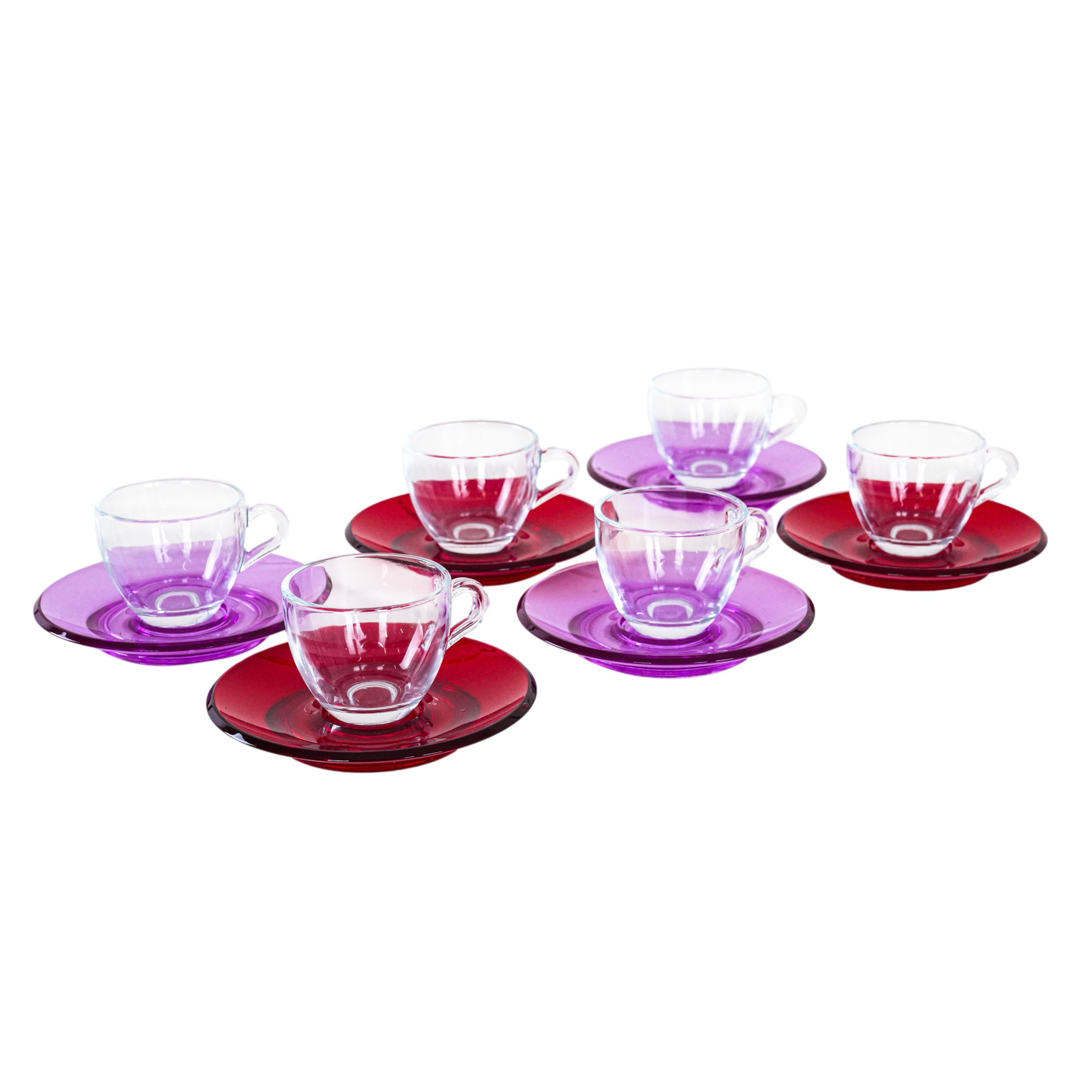 Glass Cup Set Multicolored 1970s