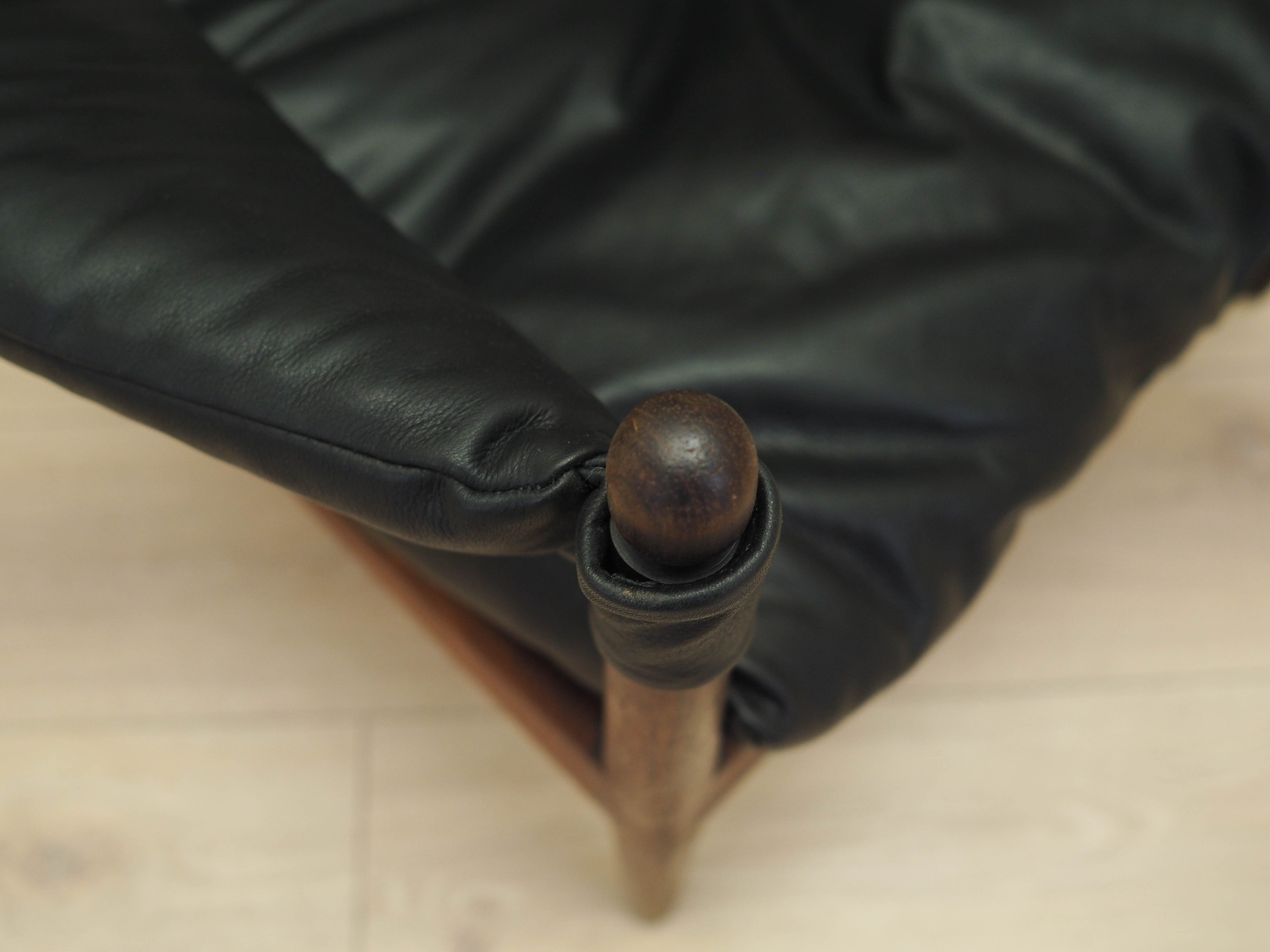 Modus Armchair Wood Leather Black 1960s