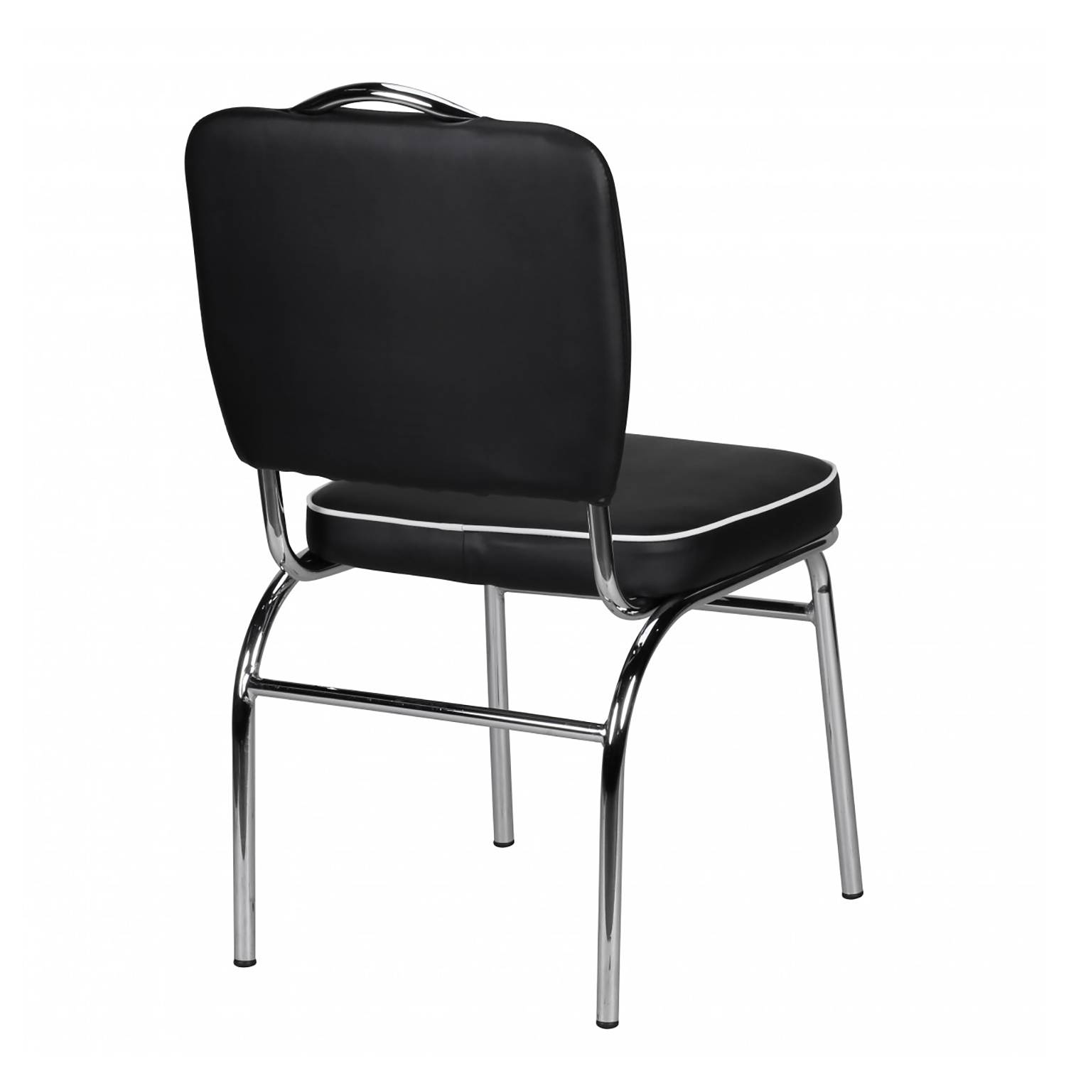 Esszimmerstuhl Eckero Kunstleder Metall Chrom Schwarz Weiß