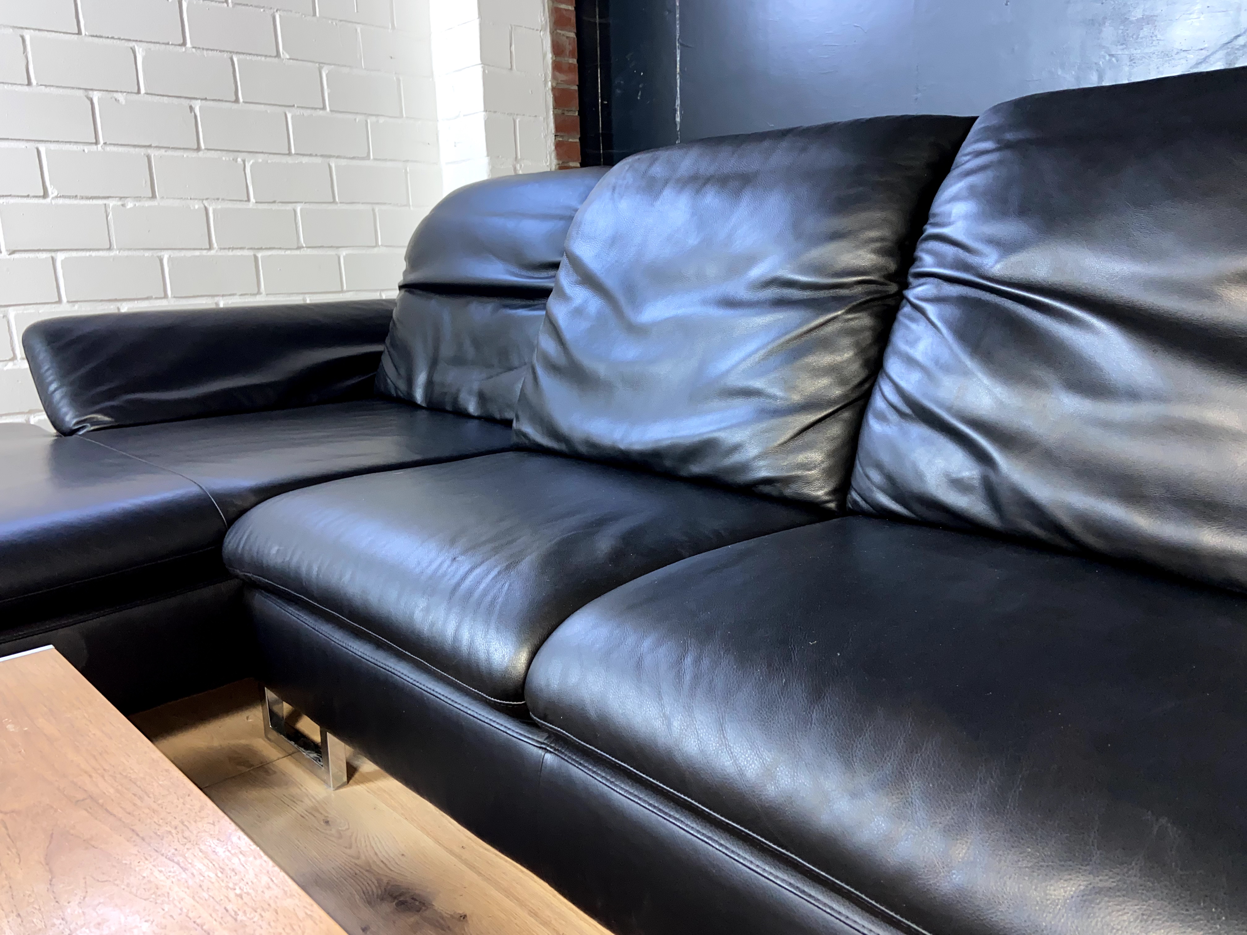 Sofa Récamiere Links Leder Schwarz