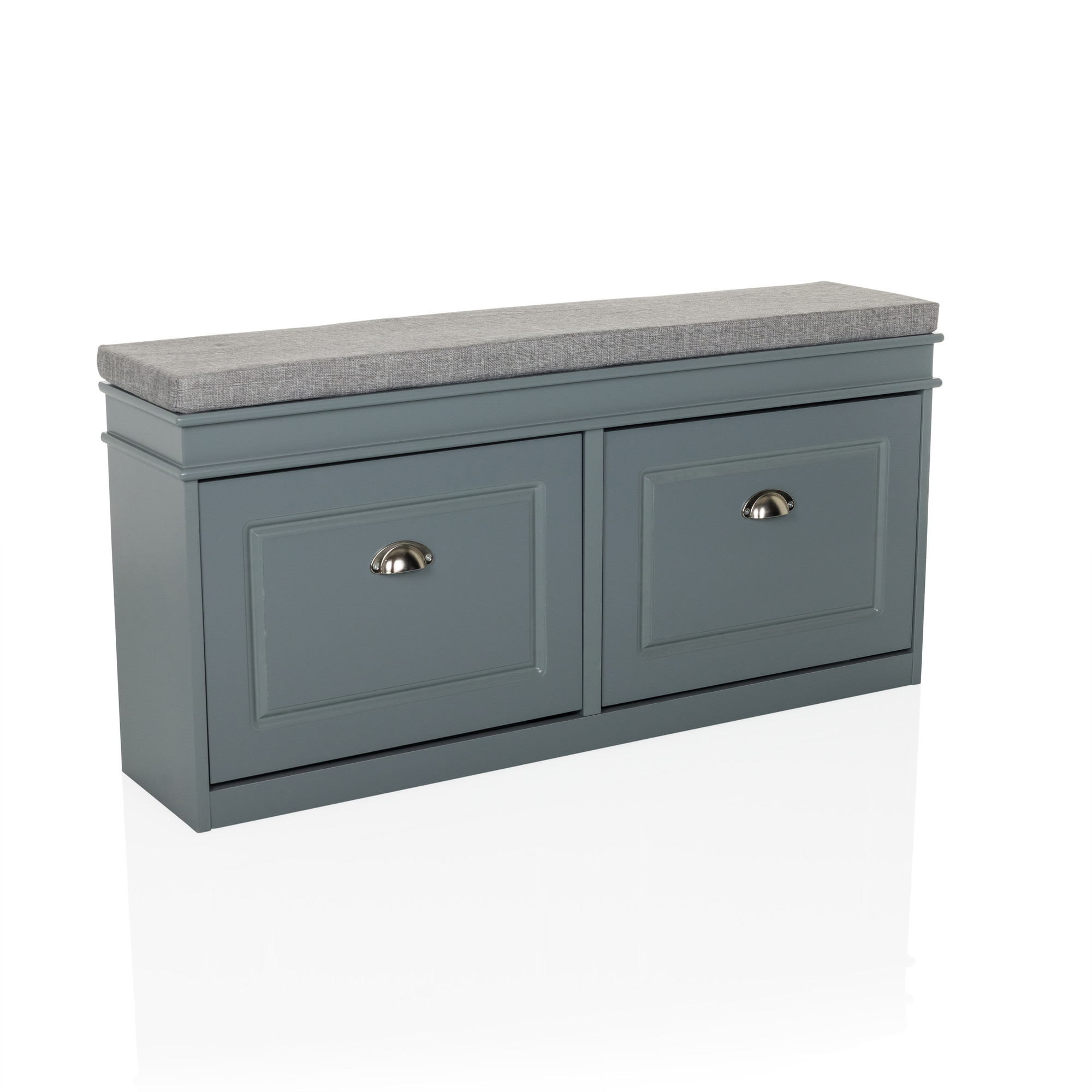 Estha I Shoe cabinet bench with seat cushion wood grey
