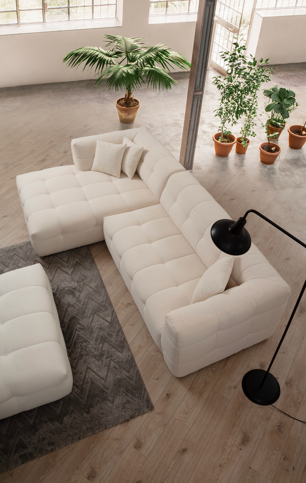 Sofa Récamiere Links Polyester Holz Beige