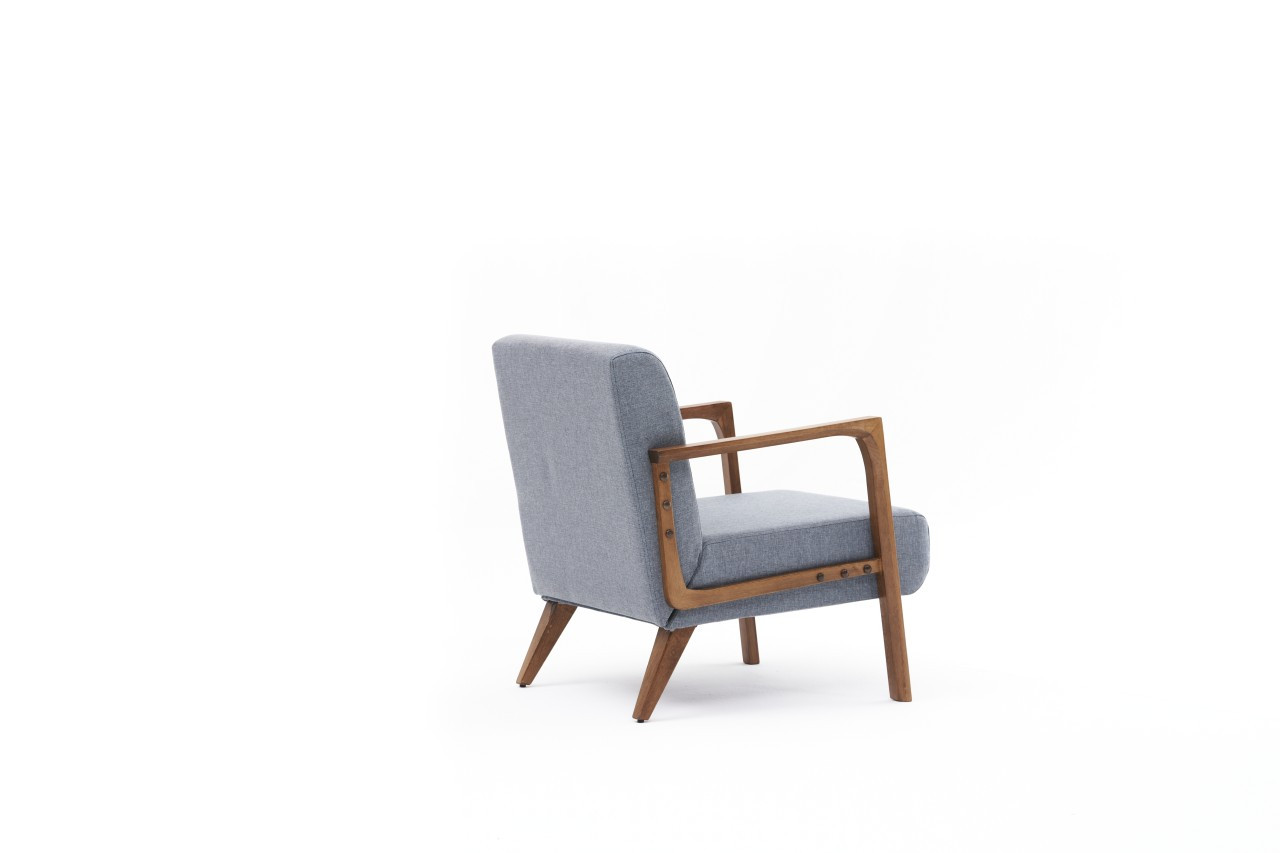 Kemer Armchair Wood Veneer Light Blue