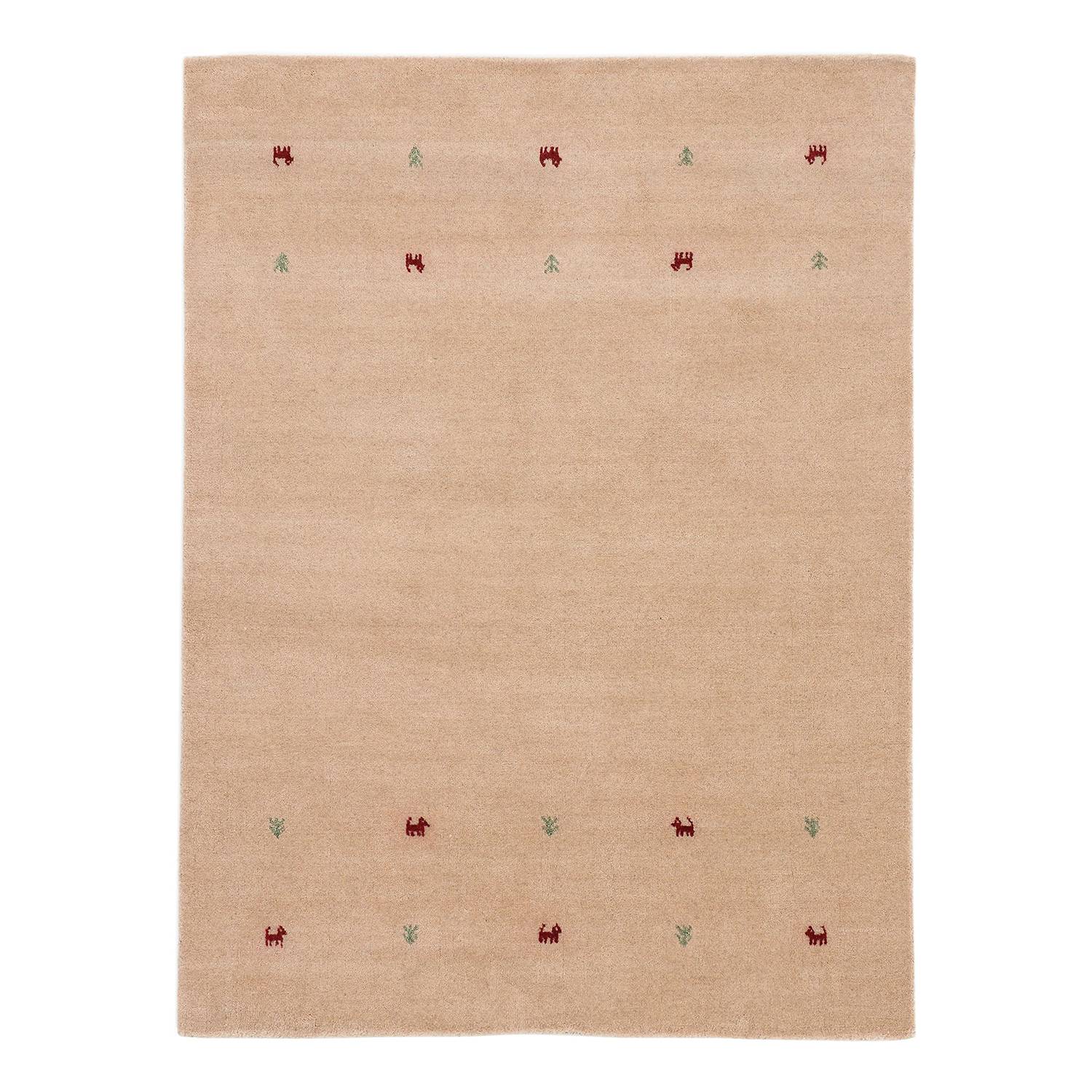 Gabbeh Uni Teppich Wolle Beige 60 x 90 cm