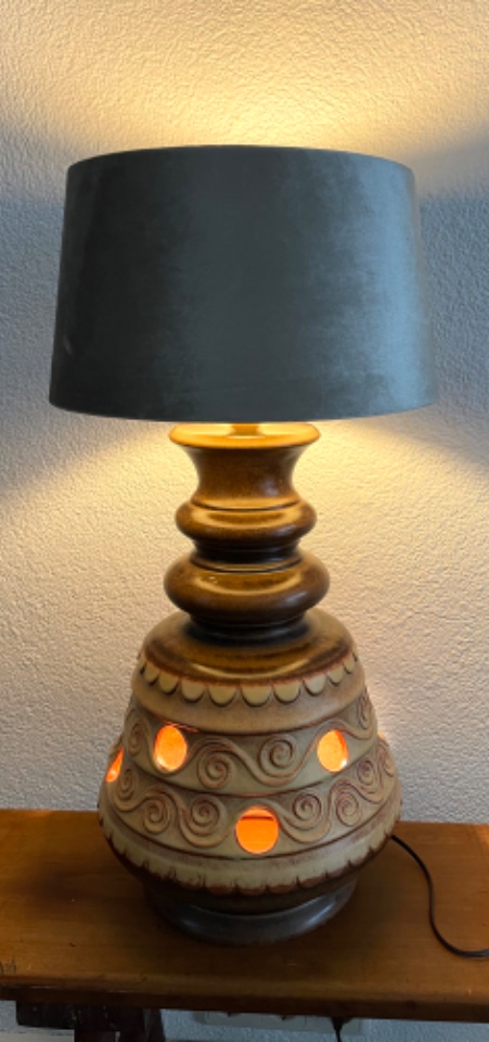 Vintage Tischlampe Keramik Braun 