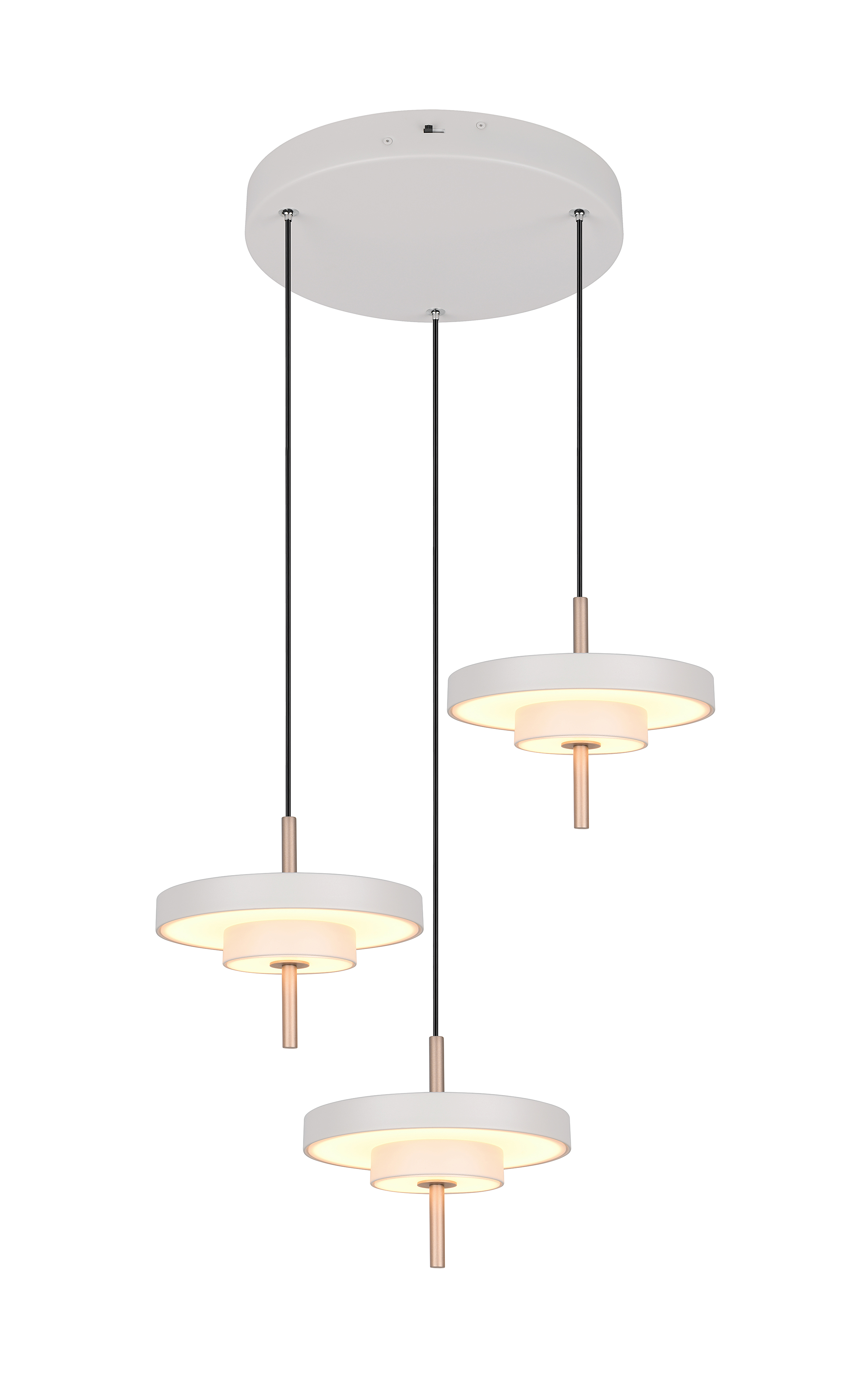 Keaton 3-Flammige LED-Pendelleuchte Rund Polycarbonat Grau