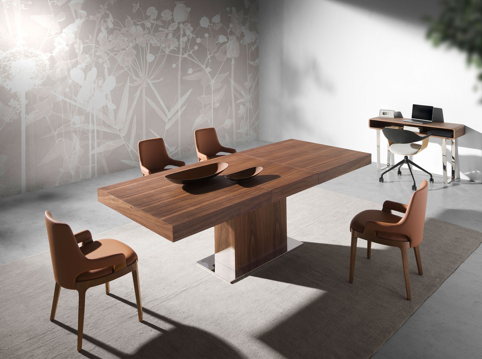 Dining chair faux leather brown