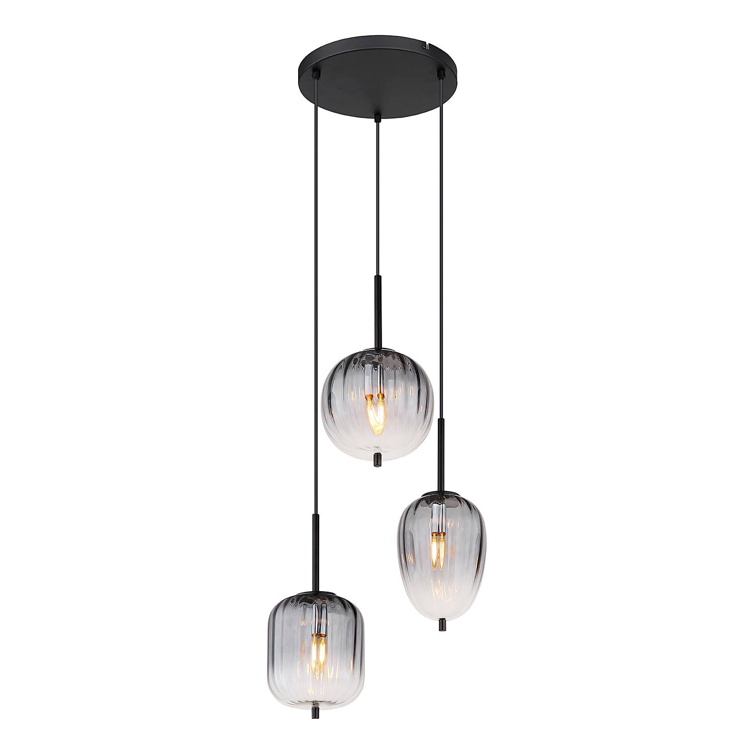 Pendant light Attila 3-light colored glass iron