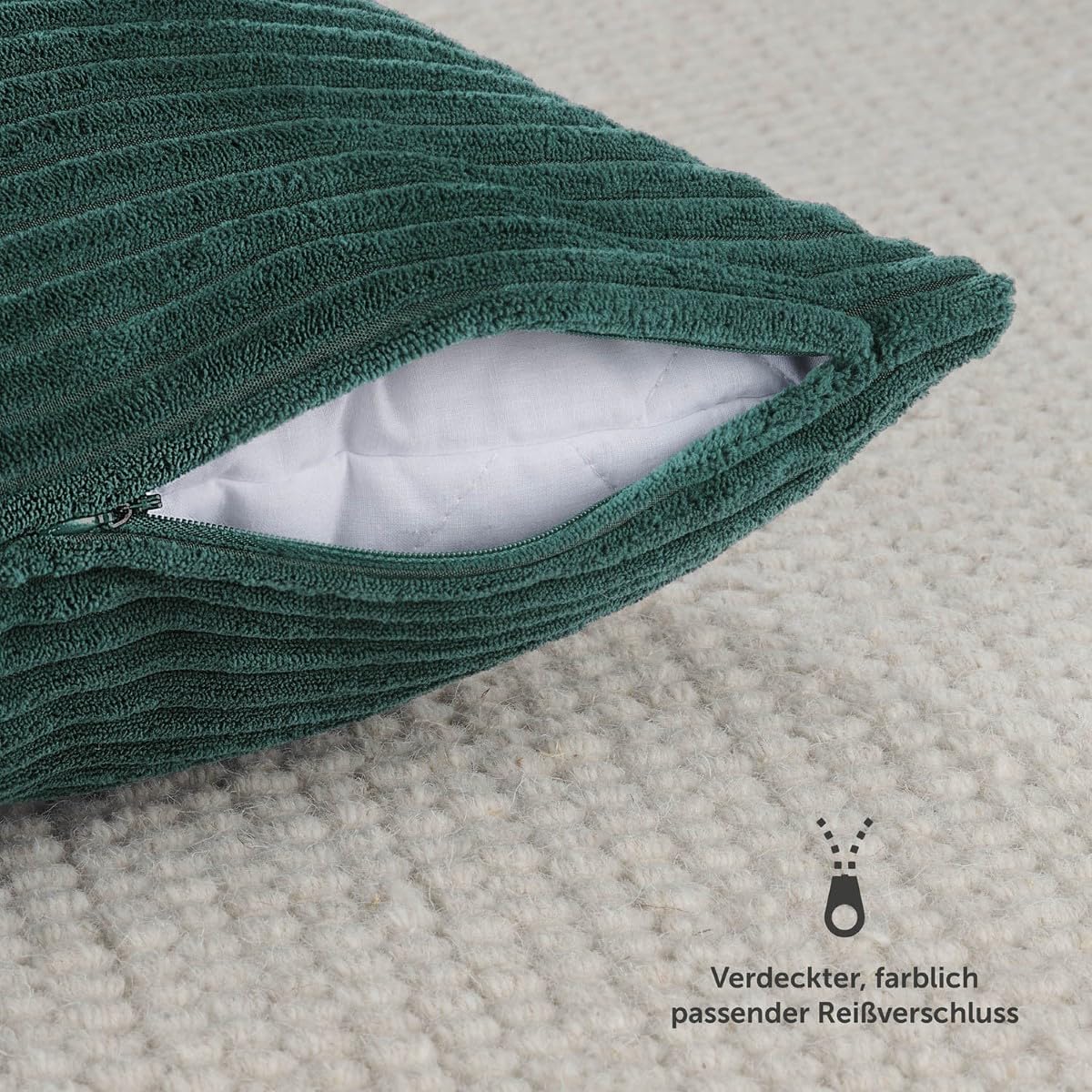 2x Kissenbezug Cord Grün 45x45cm 
