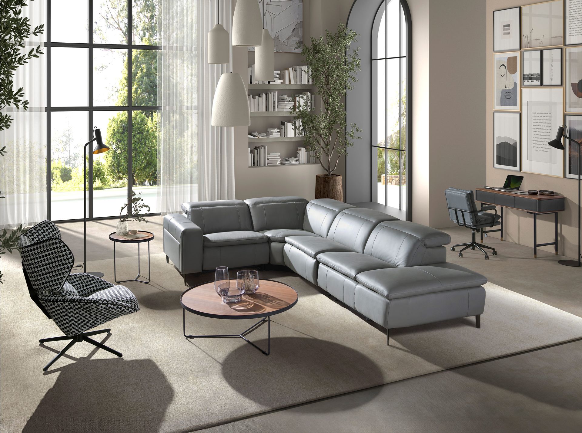 Runder Couchtisch Holzfurnier Stahl 100cm