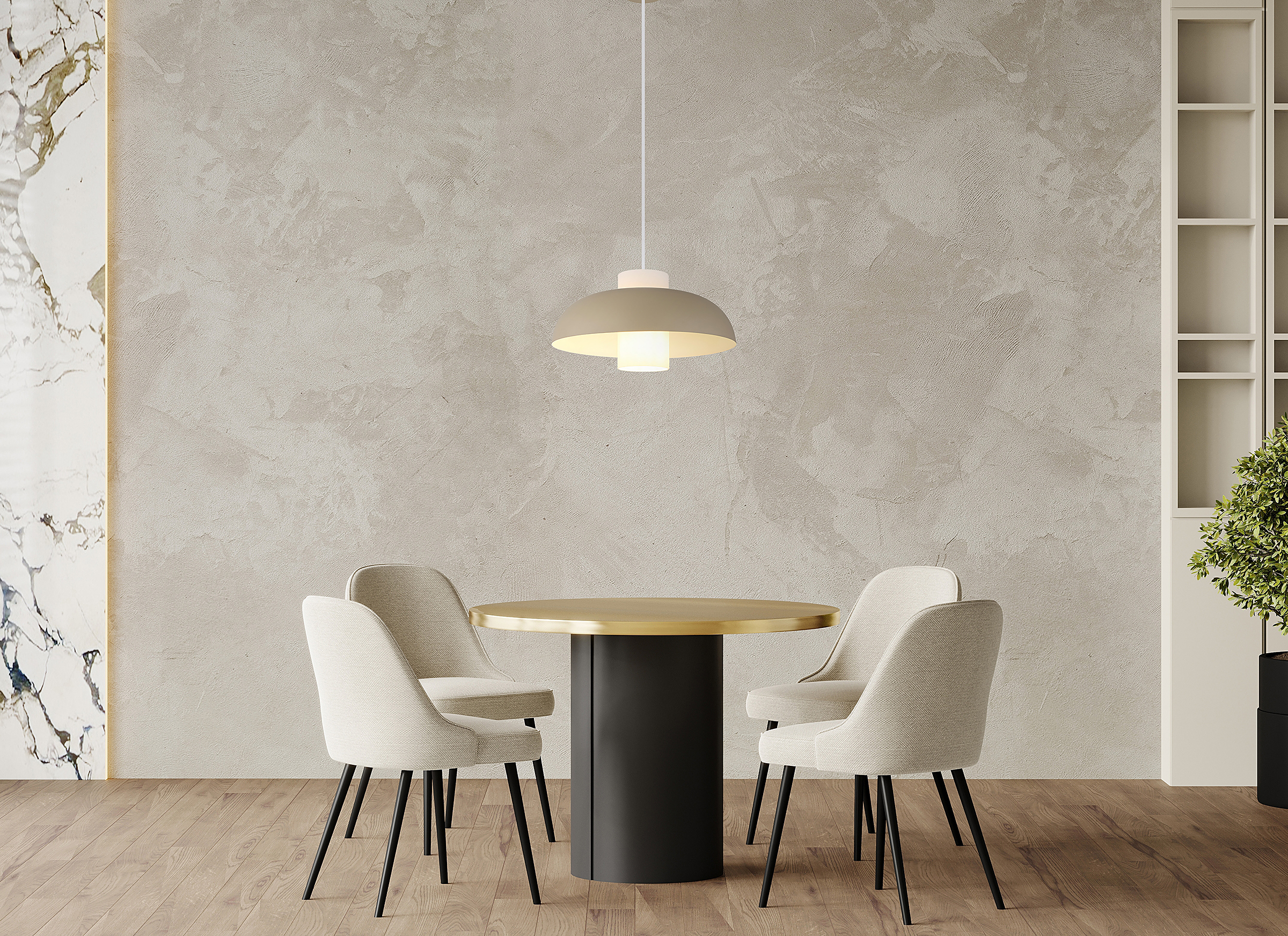 1-Flammig Lowe Pendelleuchte Eisen Beige