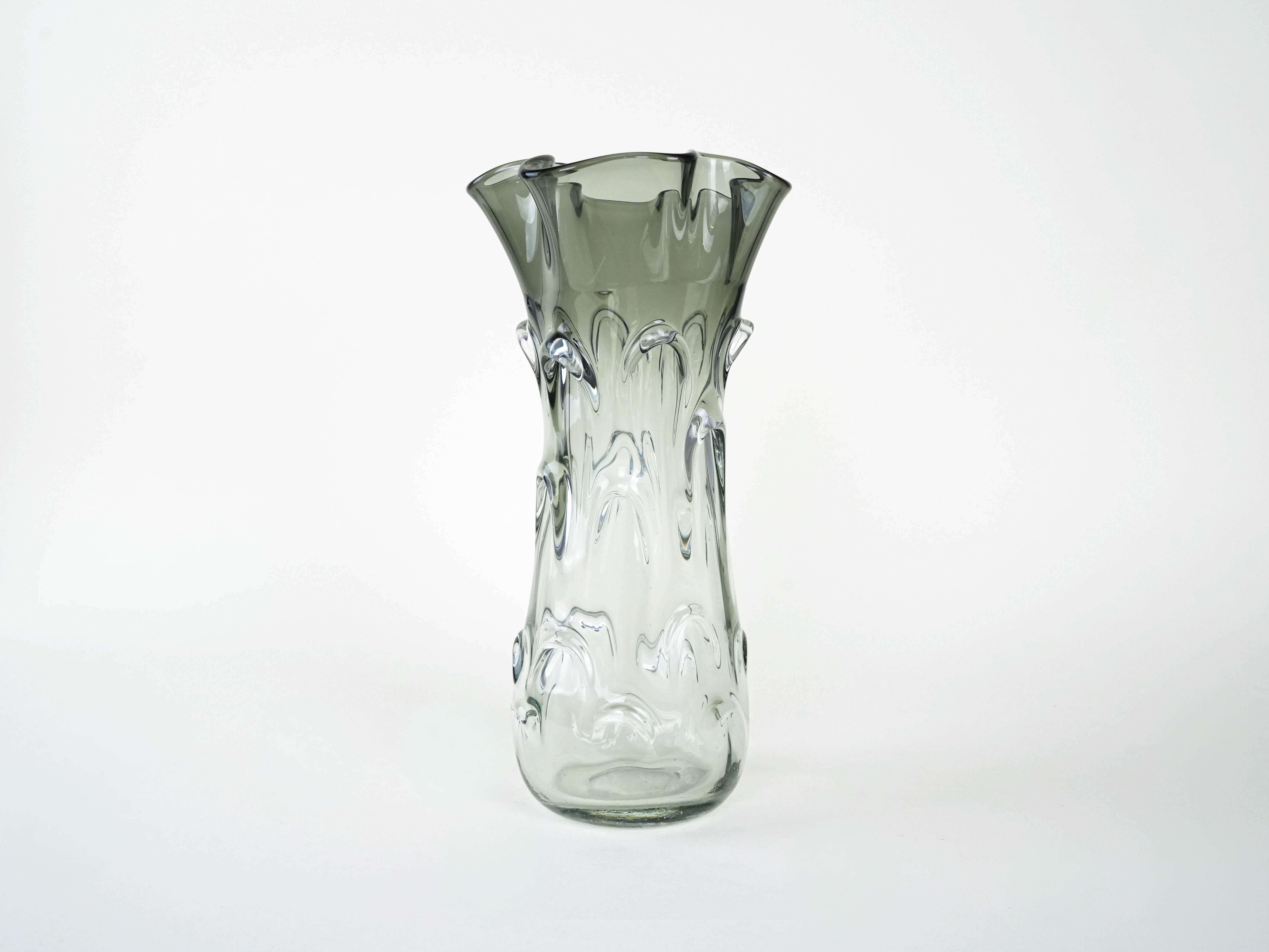 Vaso in vetro di Murano grigio anni '60