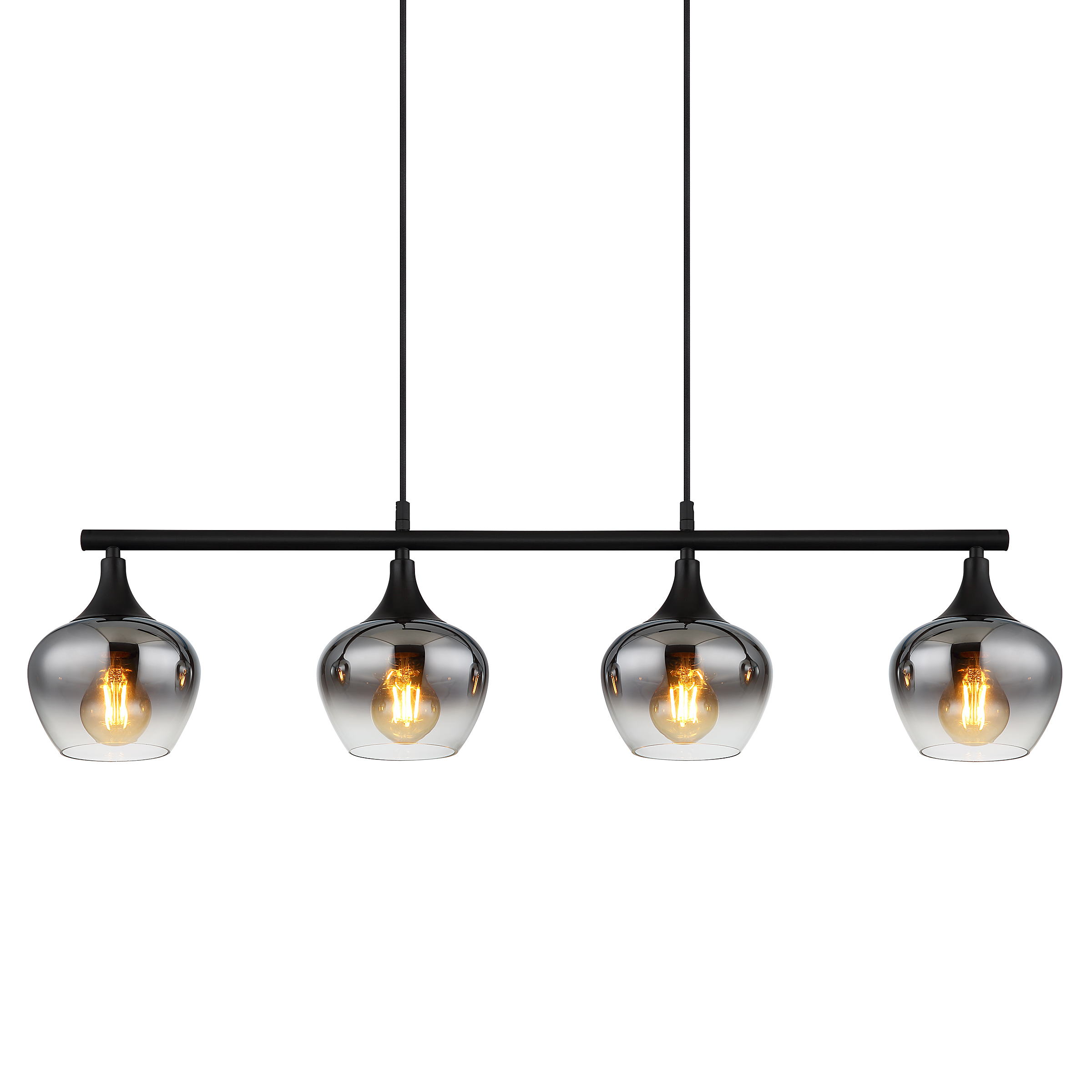 Maxy Typ E Pendelleuchte 4-flammig Rauchglas Eisen Schwarz 