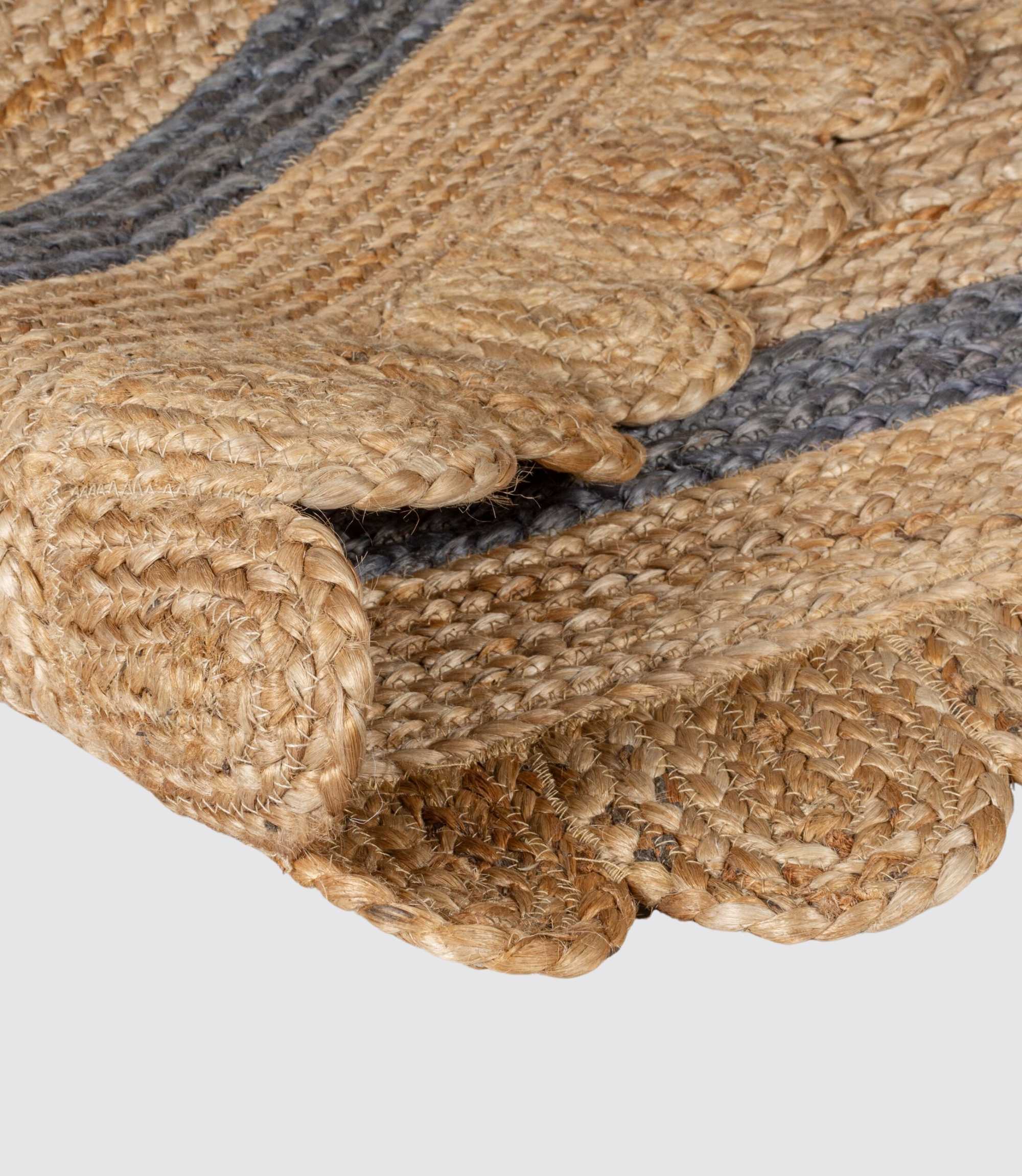 Jute-Teppich Grace Handgefertigt Natur/Grau 120x170