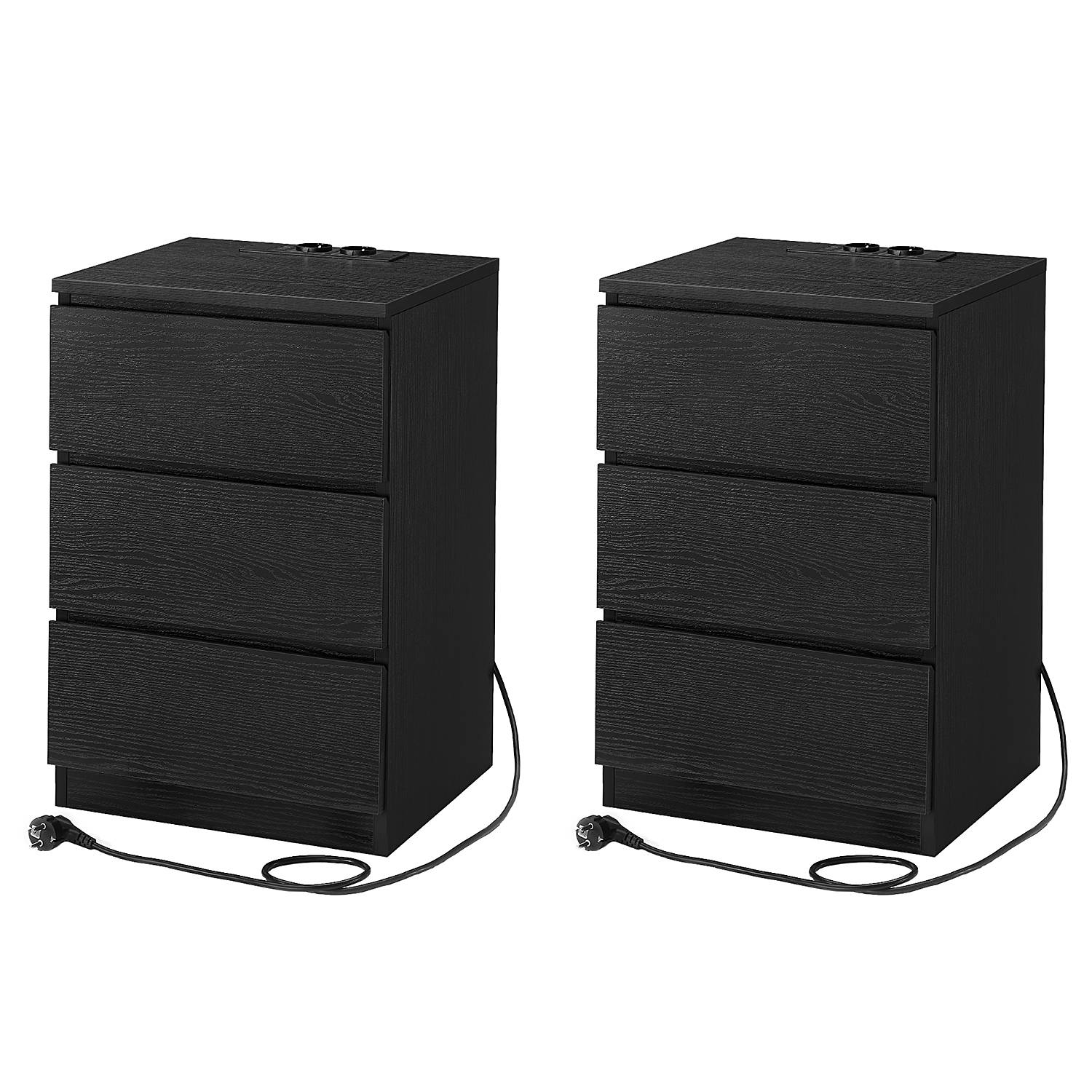 Nightstand Cahir Set of 2 Oak Black-Brown