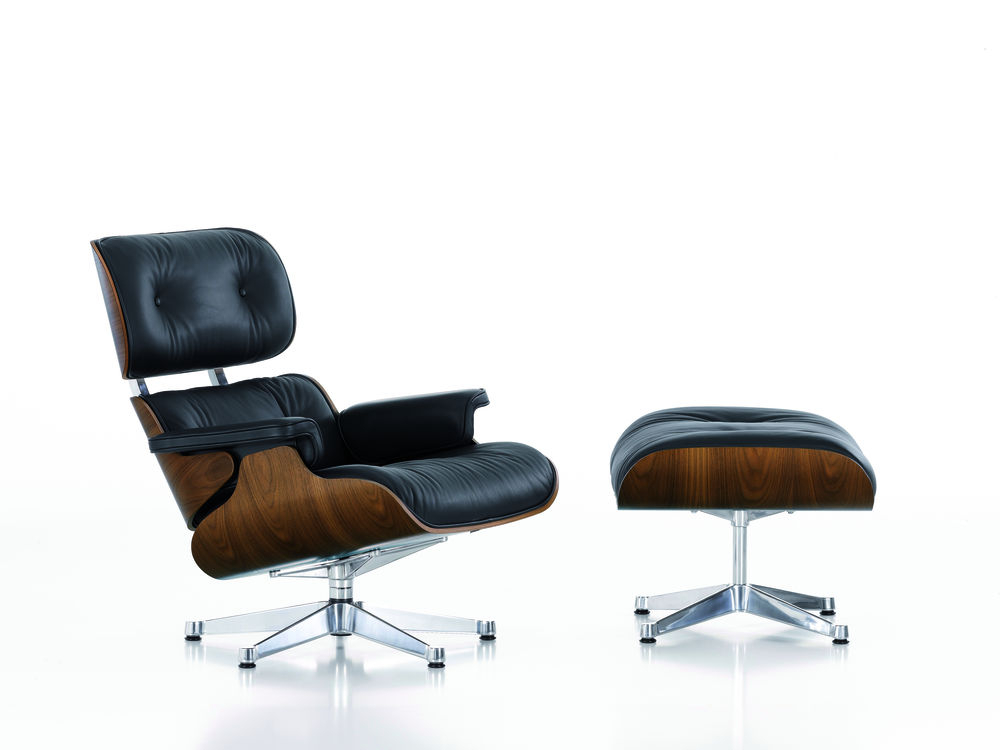 Eames Lounge Chair & Ottoman Leder Schwarz