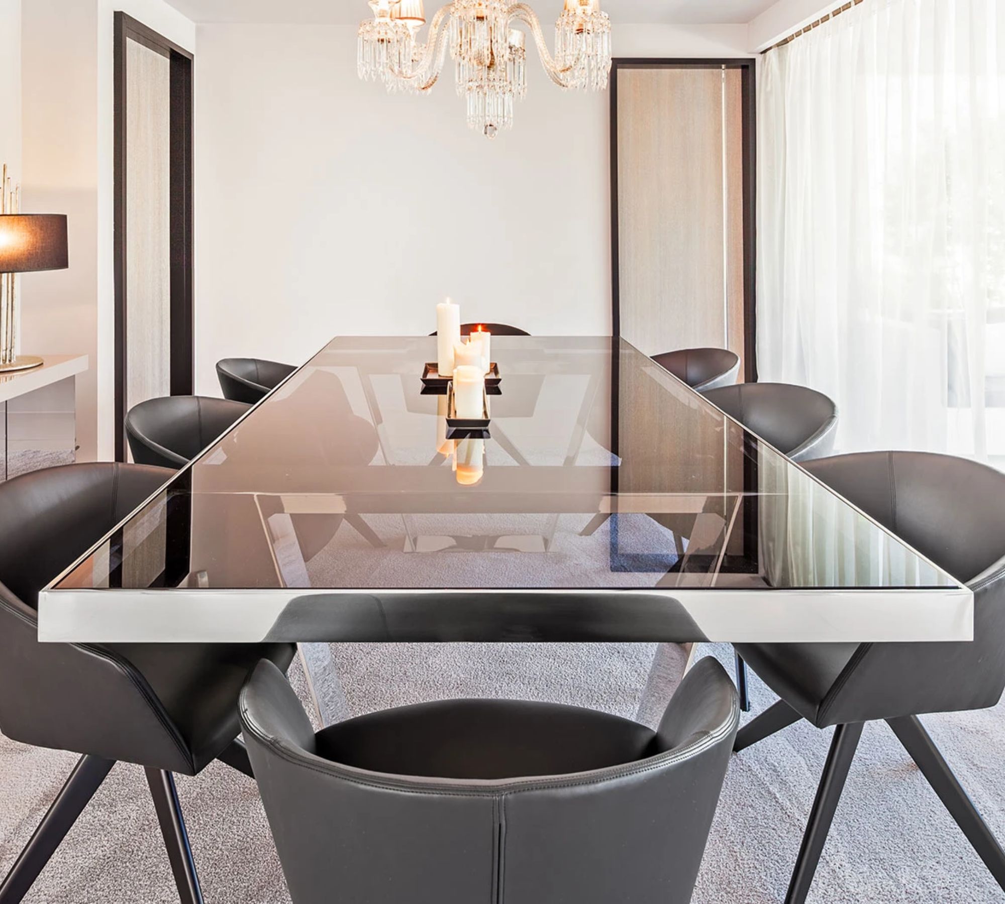 Brandy BU3017 Sedia con braccioli Legno di faggio Pelle Nero