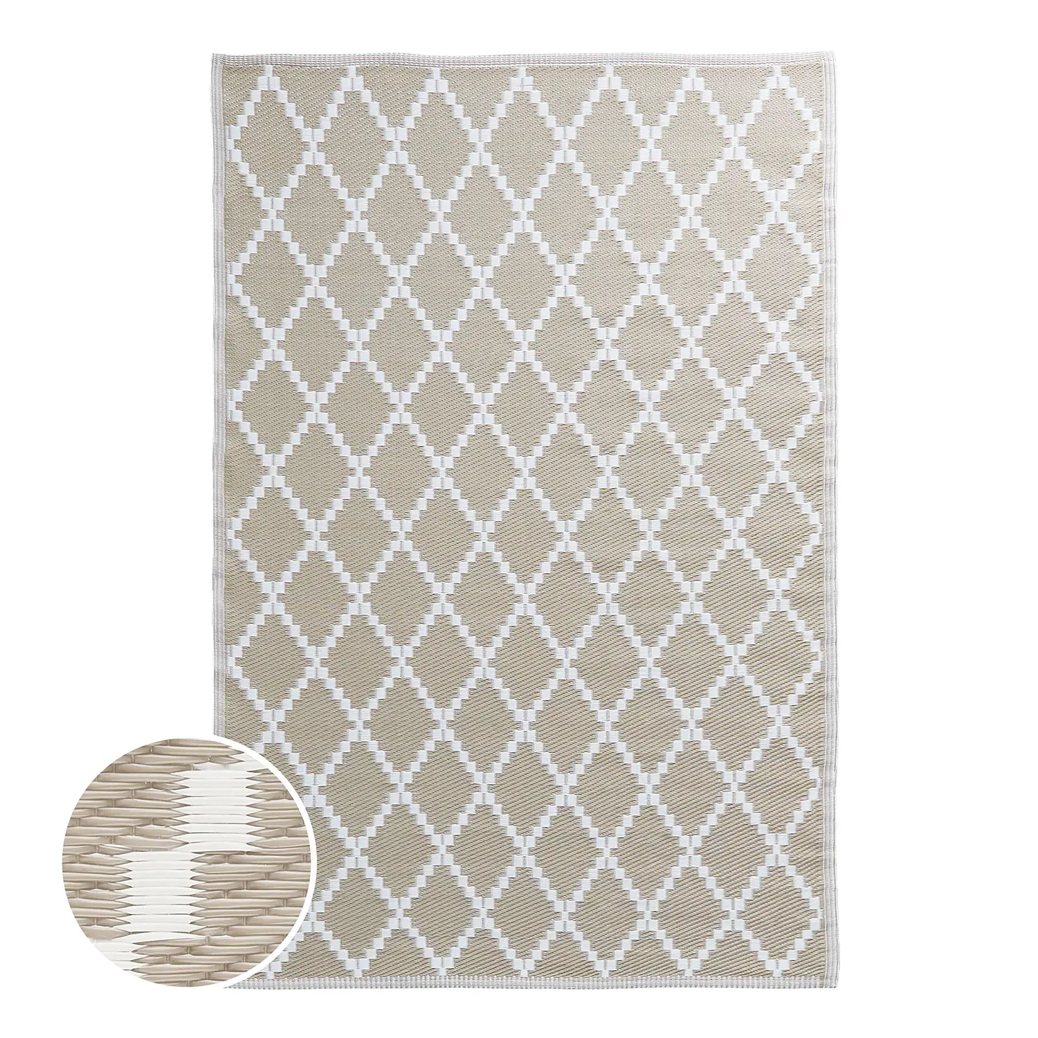 Color Clash Rauten II Outdoorteppich Natur