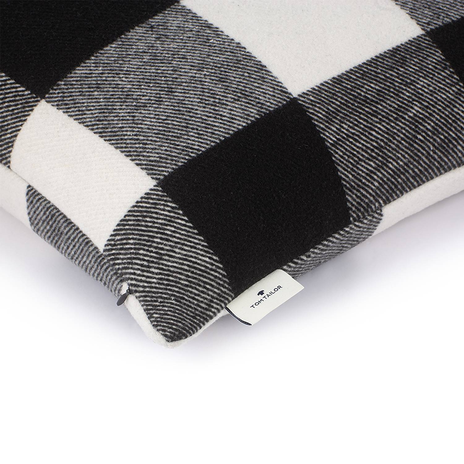 Pillowcase Big Check Cotton Black White