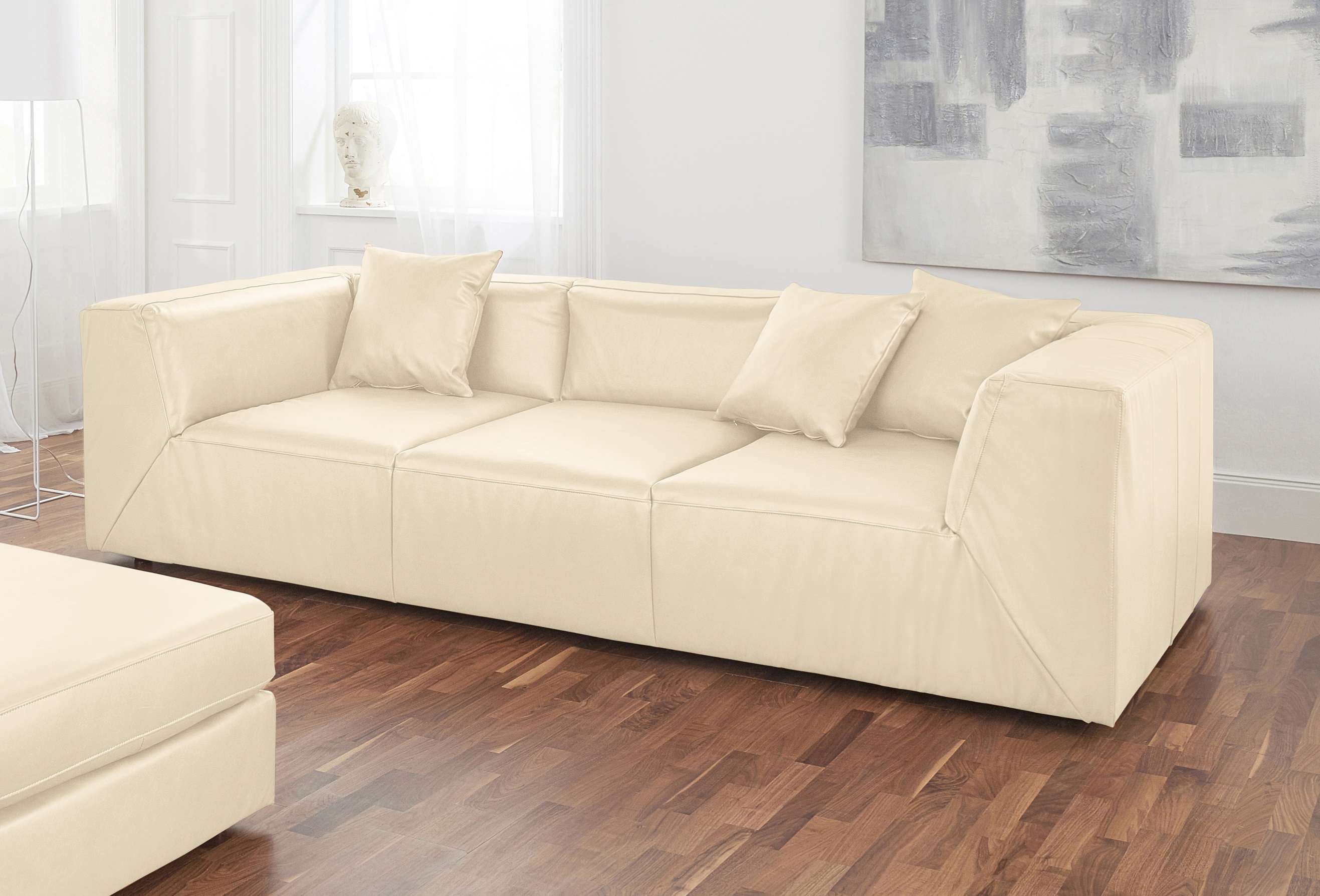 Sam Sofa 3-Sitzer Leder Creme