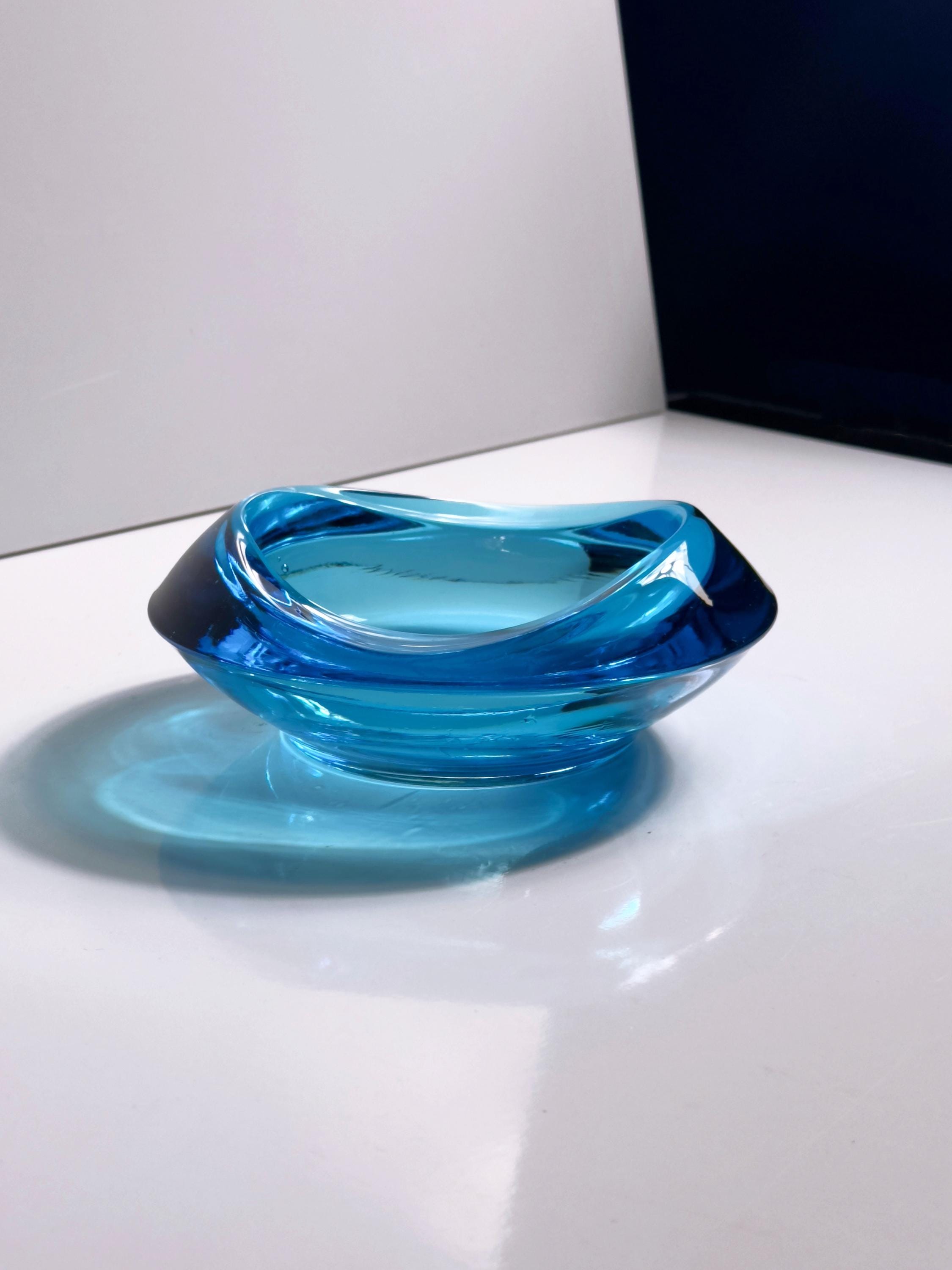 Vintage Aschenbecher Glas Azur 1960er Jahre