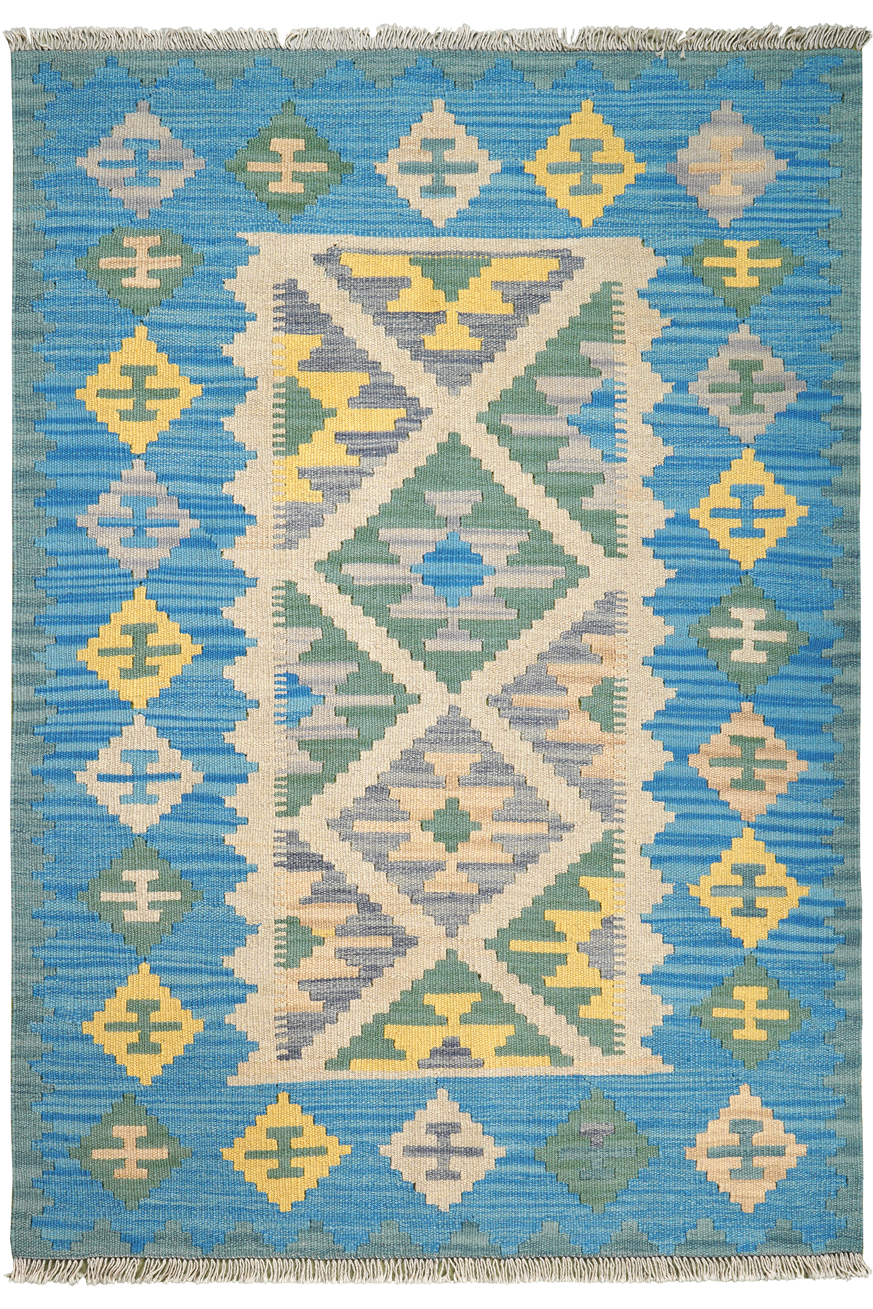 Kilim Gashgai Teppich Wolle Blau