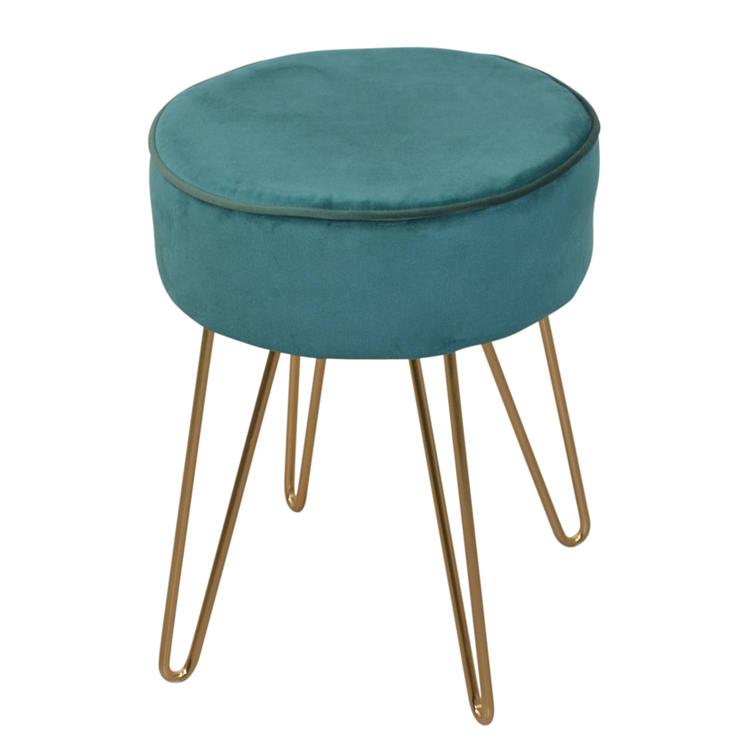 Tamare Polsterhocker Stahl Samt Dunkelgrün