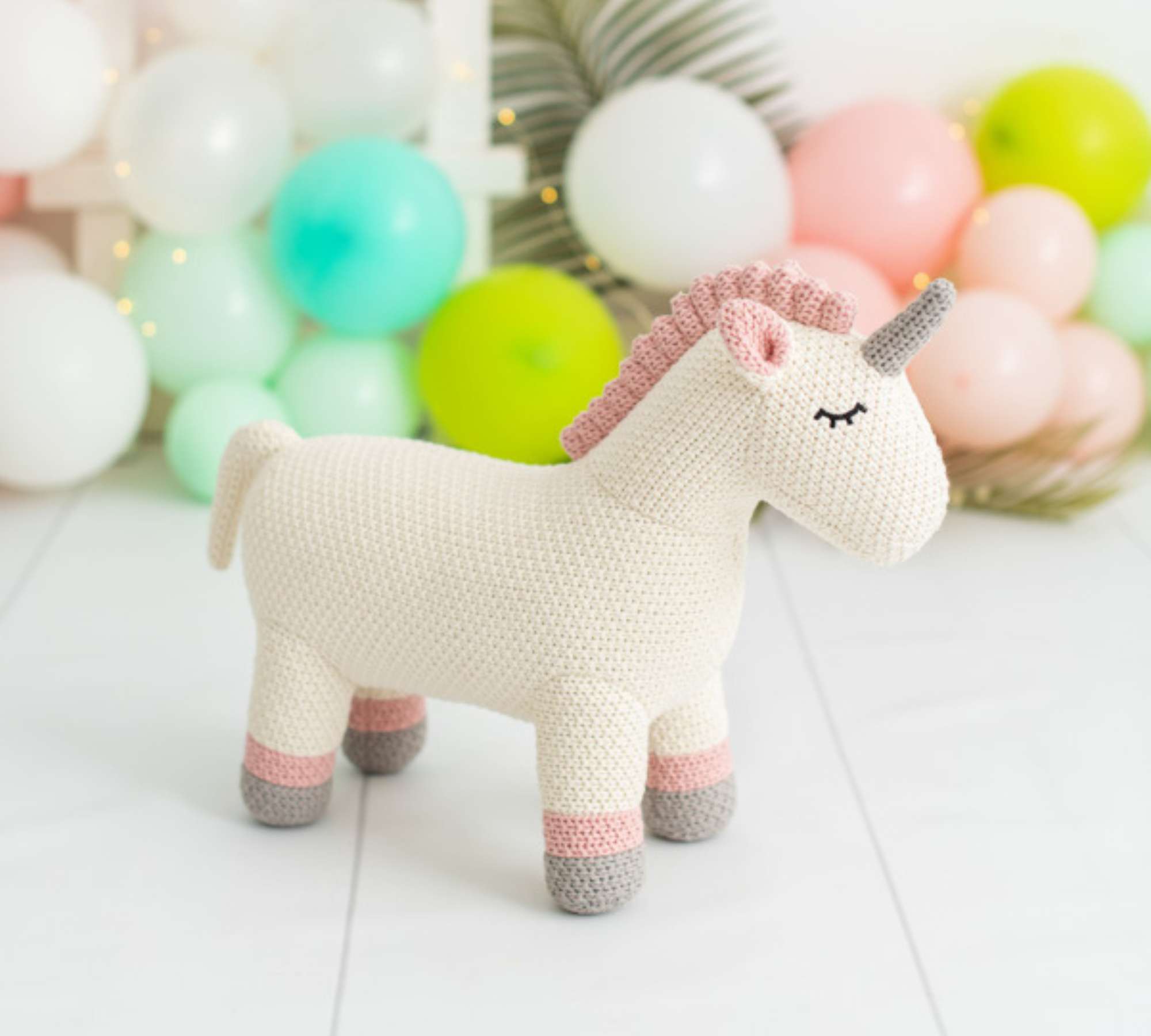 Einhorn Mini Plüschtier Baumwolle Weiß