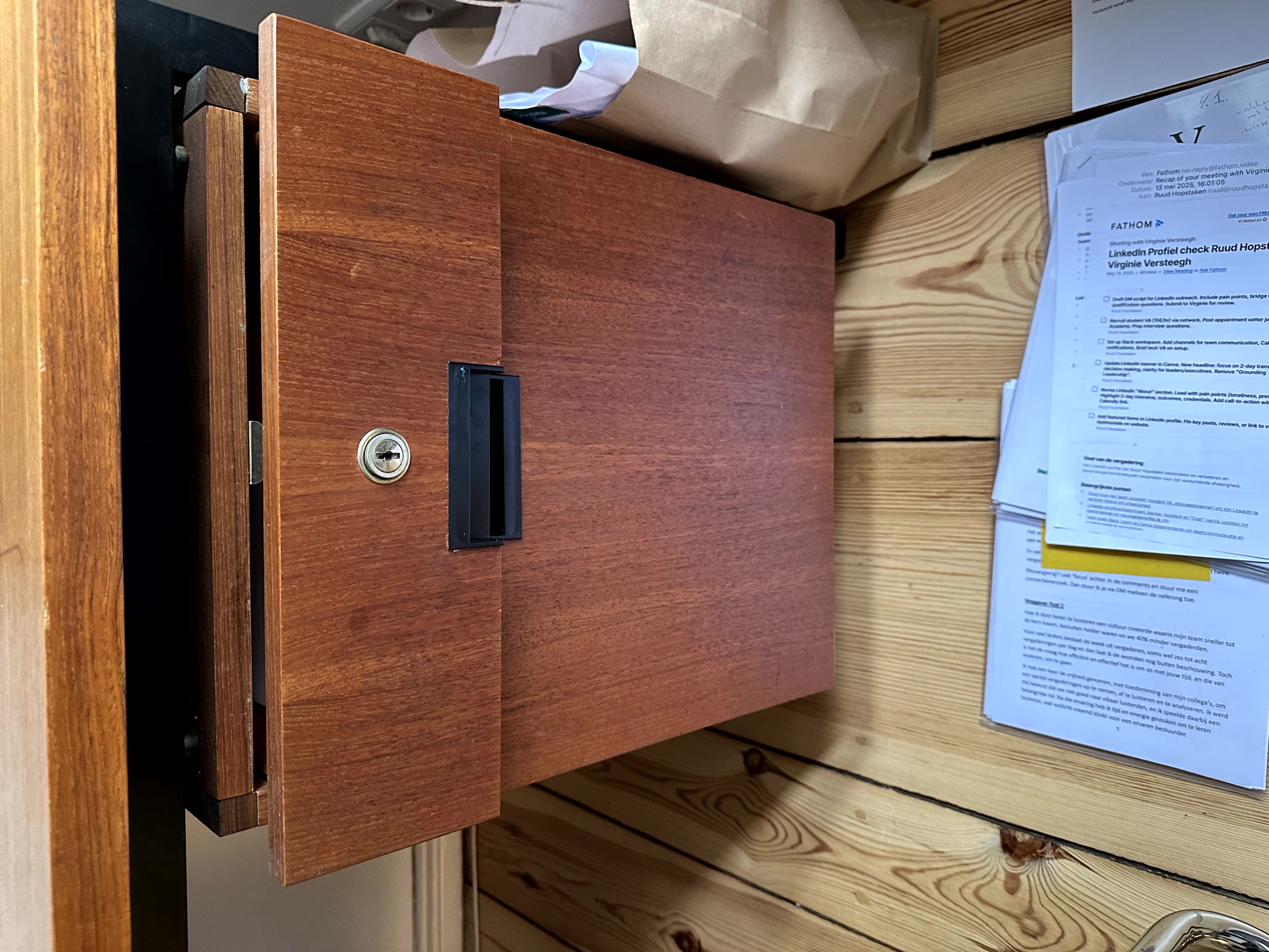 Schreibtisch mit Stuhl Holz 1950er Jahre