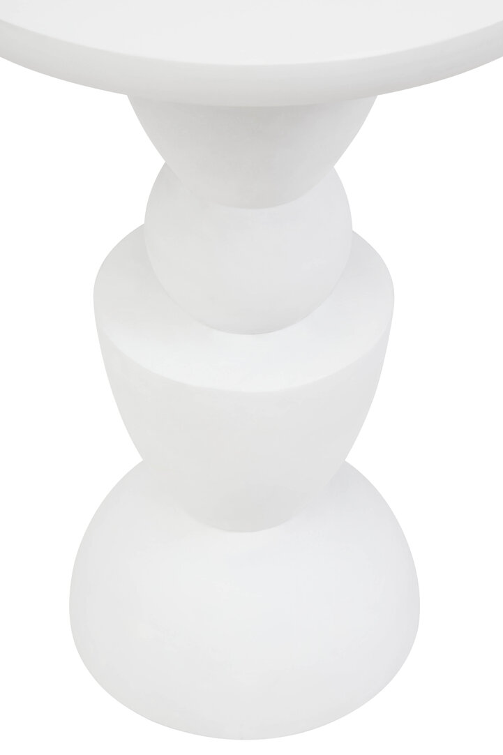 Walsa Round Side Table Mango Wood Whitewash