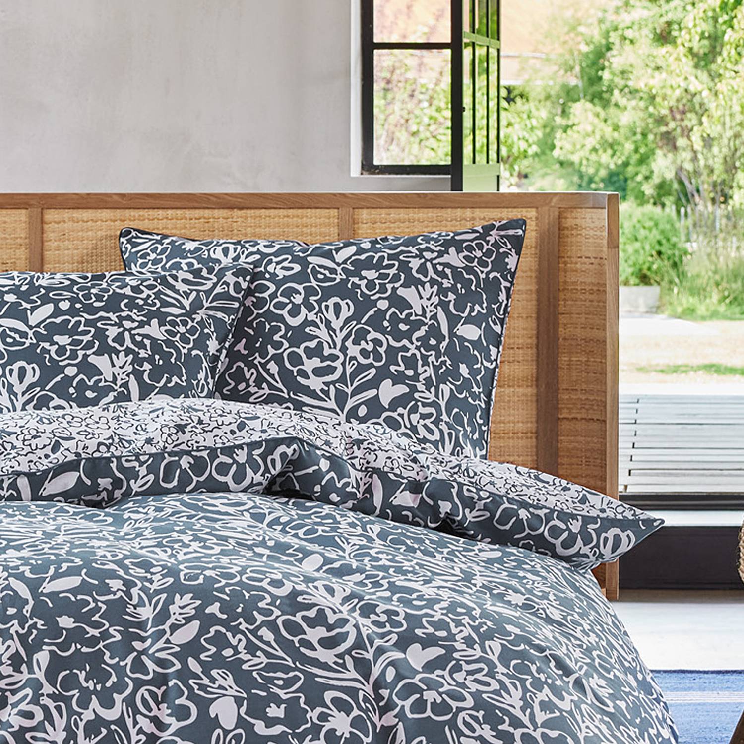 Bettwäsche Cleo Baumwolle / Mako-Satin Blau 135 x 200 cm