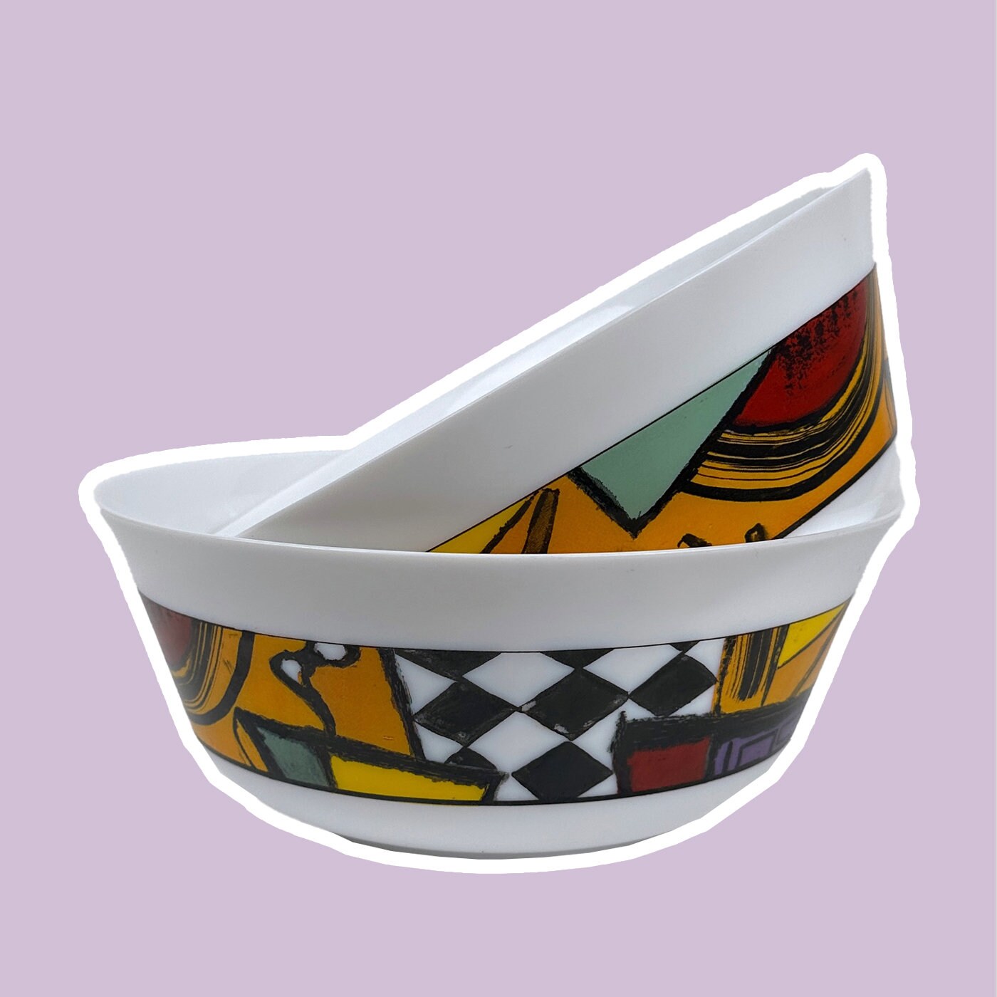 2x fruit bowl frosted glass 1980s