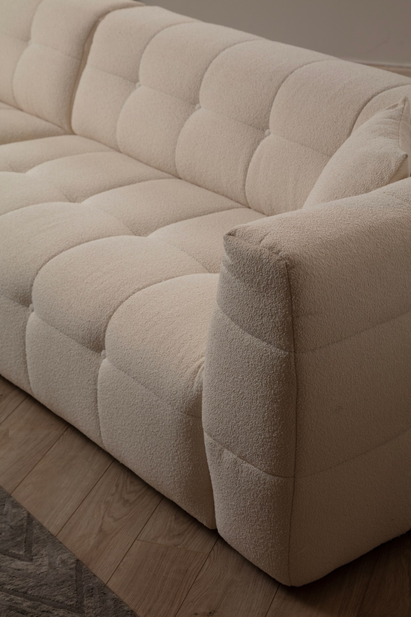 Sofa Récamiere Links Polyester Holz Beige