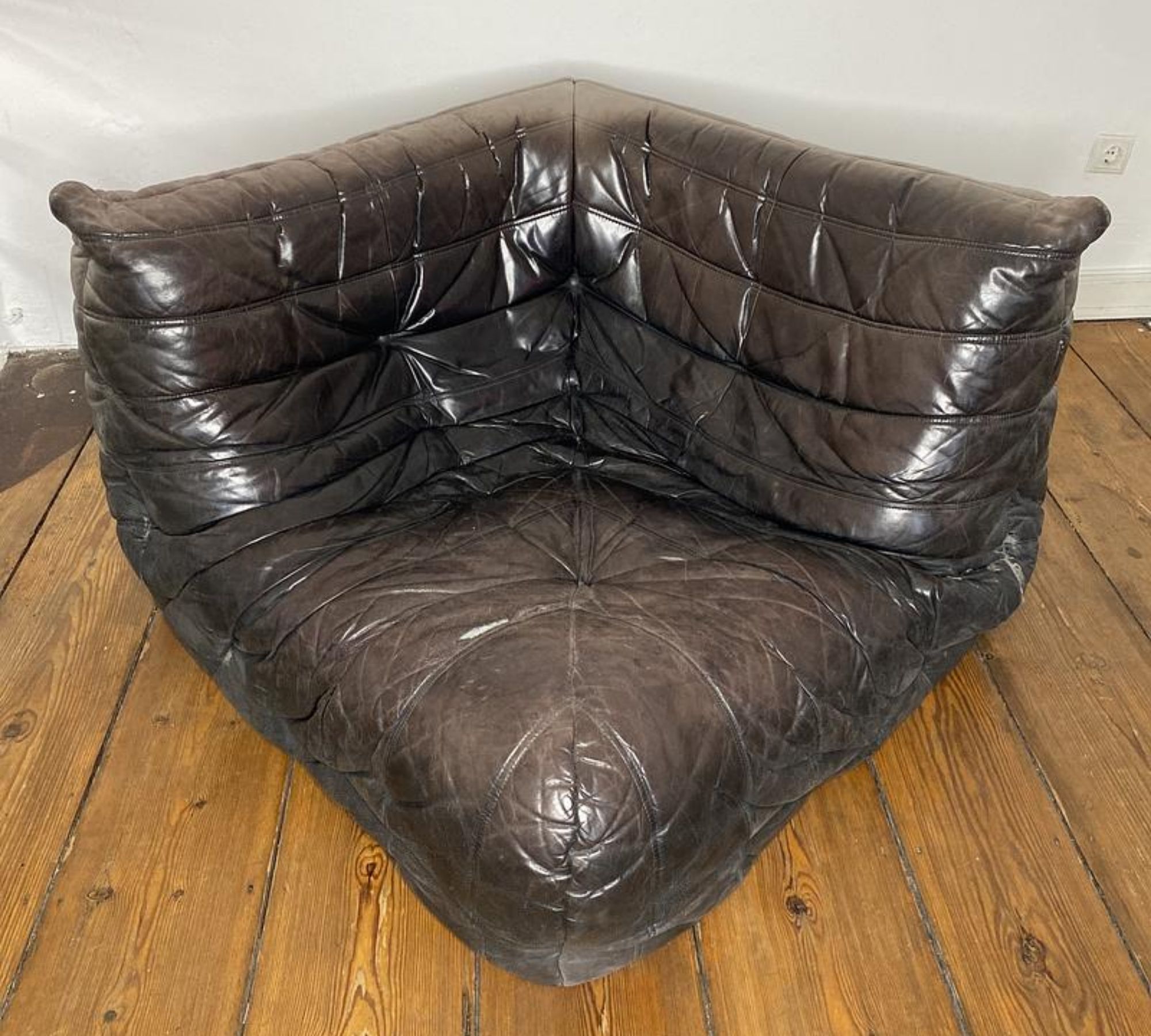 Togo Ecksofa Leder Schwarz