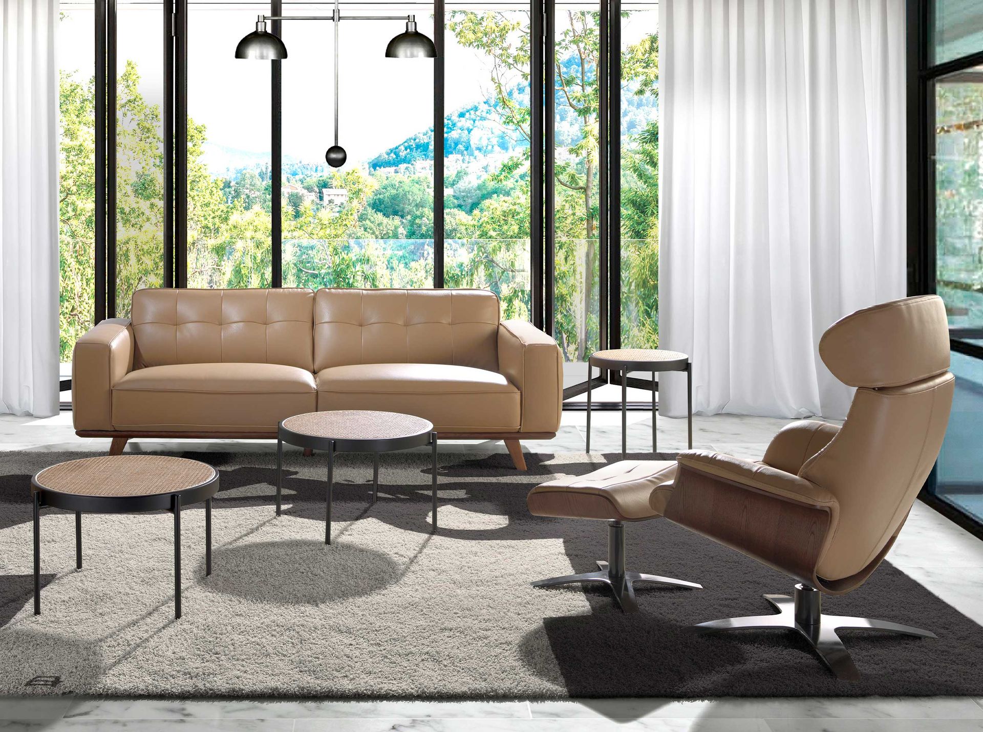 Sessel 5087 Drehbar Leder Sand