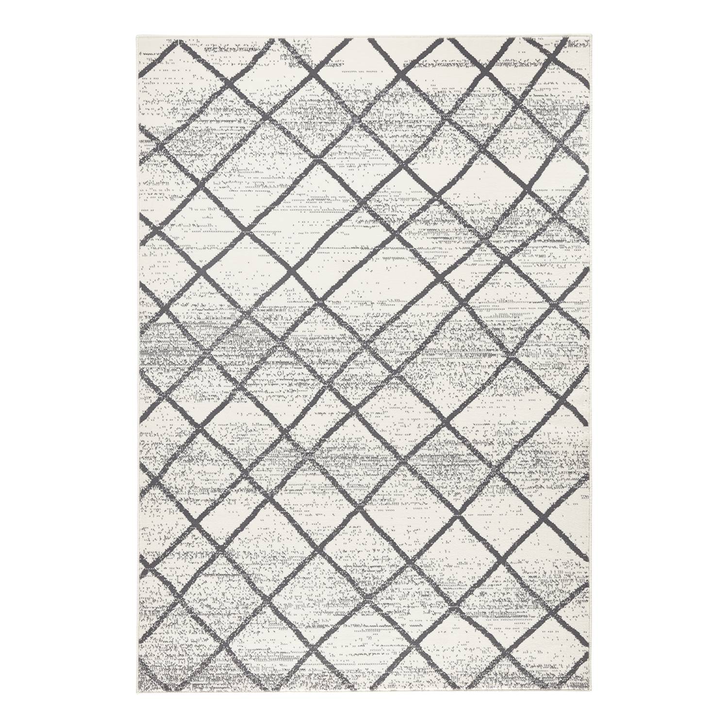 Teppich Rhombe Creme Anthrazit 70 x 140 cm