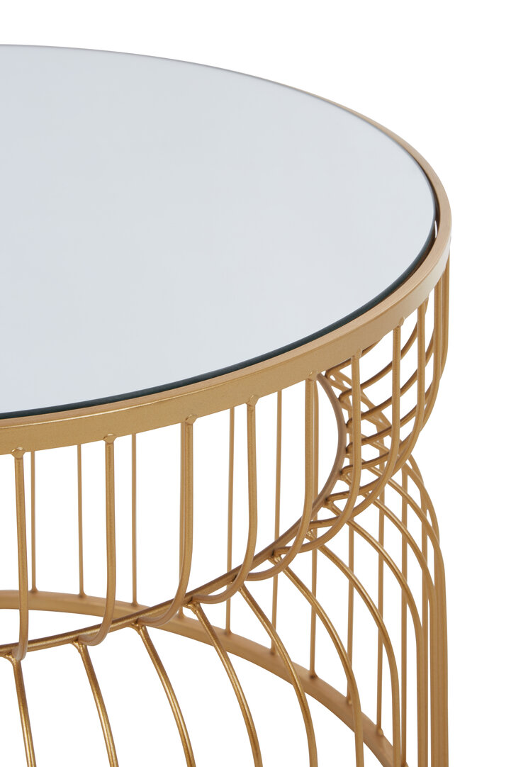 Avantis Gold Metalldrahtgestell Runder Beistelltisch
