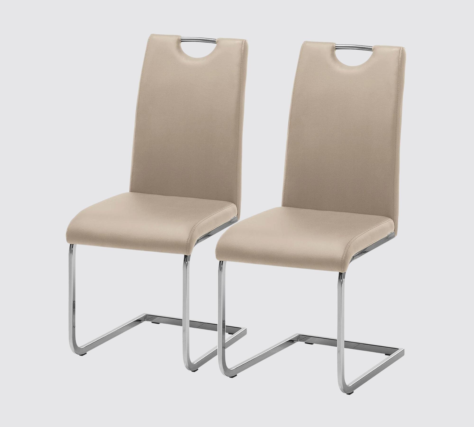 2x Freischwinger mit Griff Kunstleder Beige 