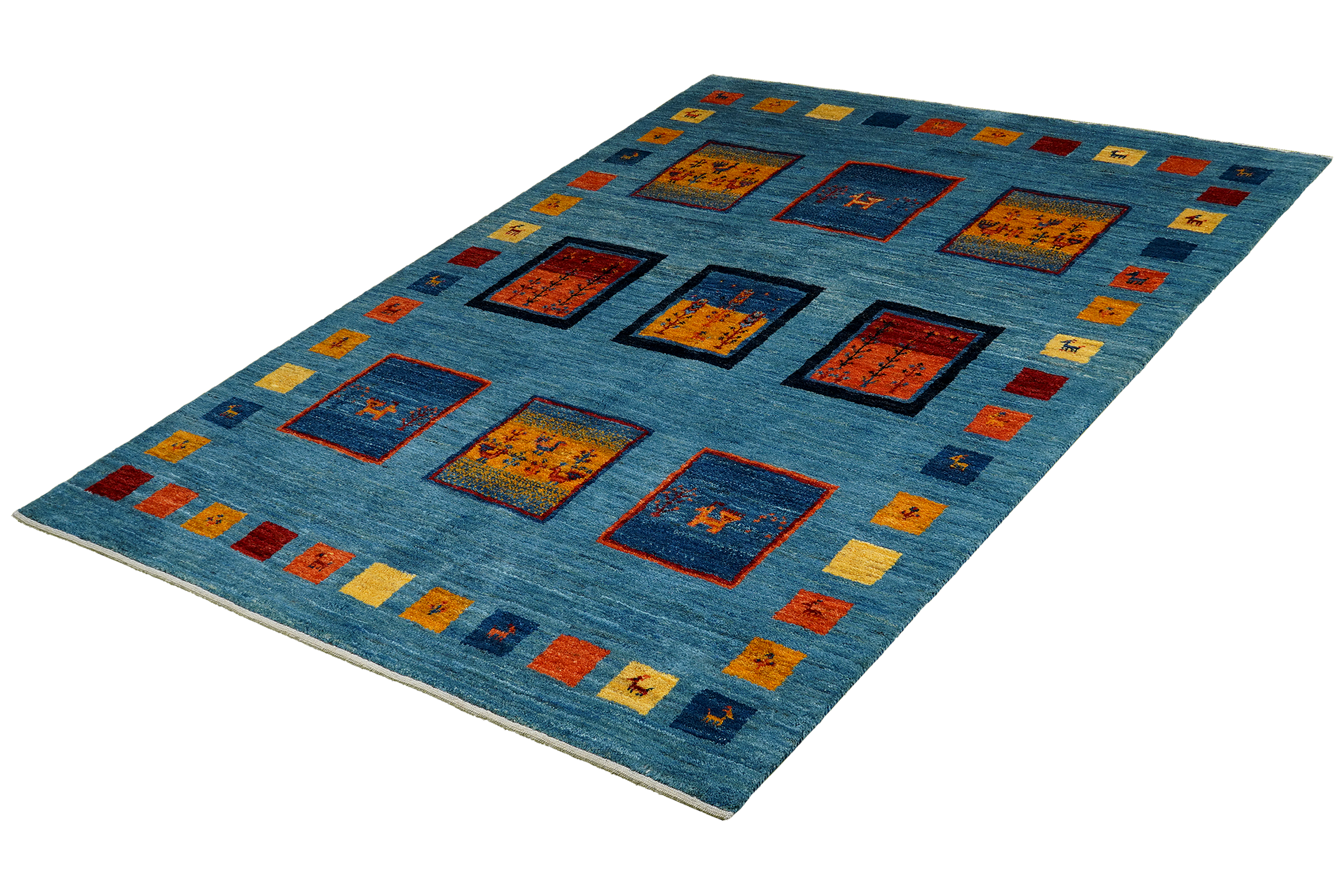 Rizbaf Gabbeh Carpet Wool Blue