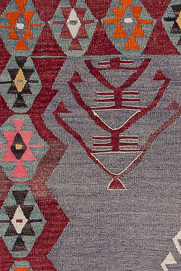 Vintage Kilim Teppich Wolle Mehrfarbig