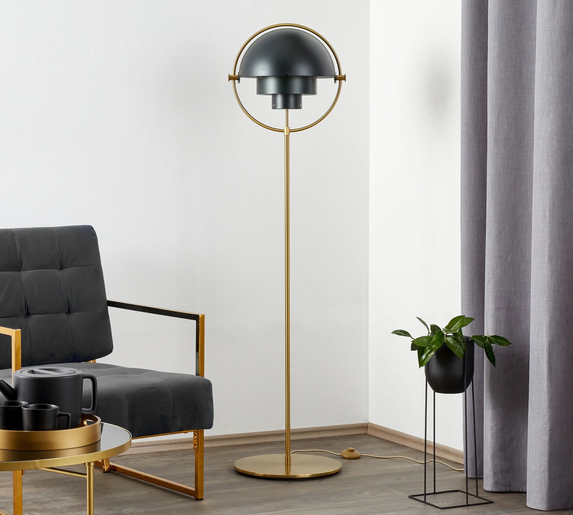 Multi-Lite Floor Lamp Metal Black
