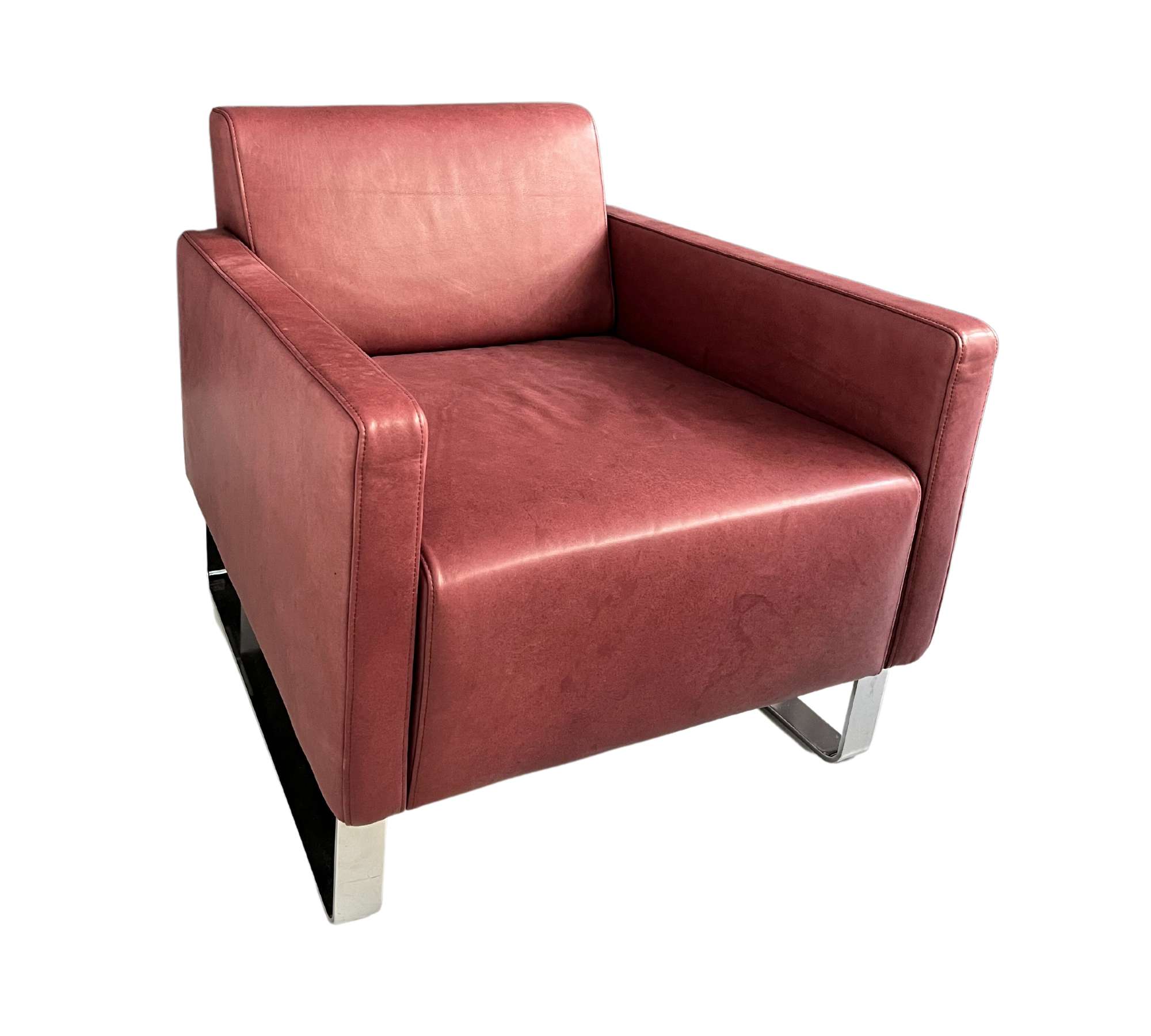 Single Sessel Leder Rot
