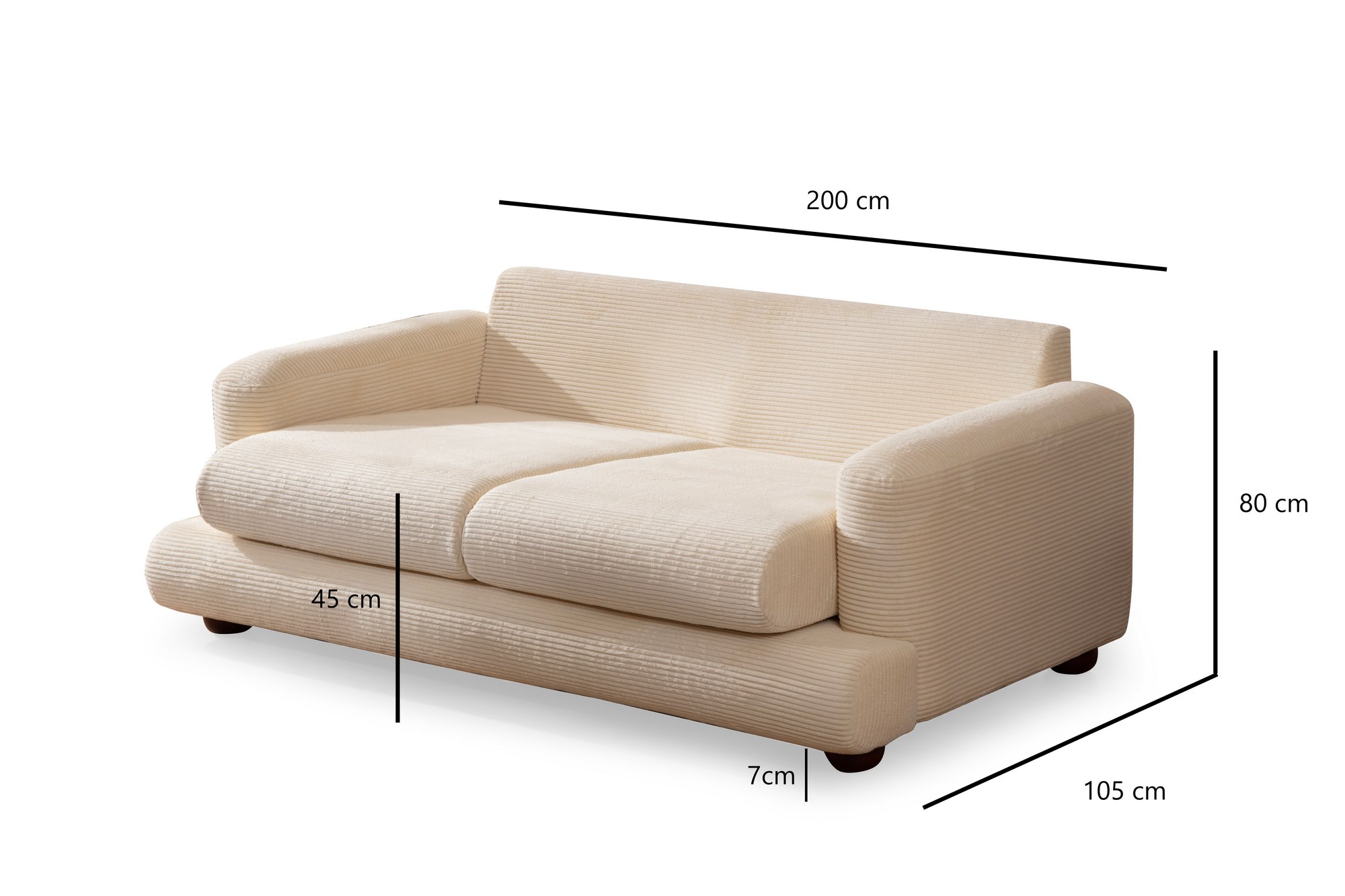 River 2-Sitzer Sofa Creme